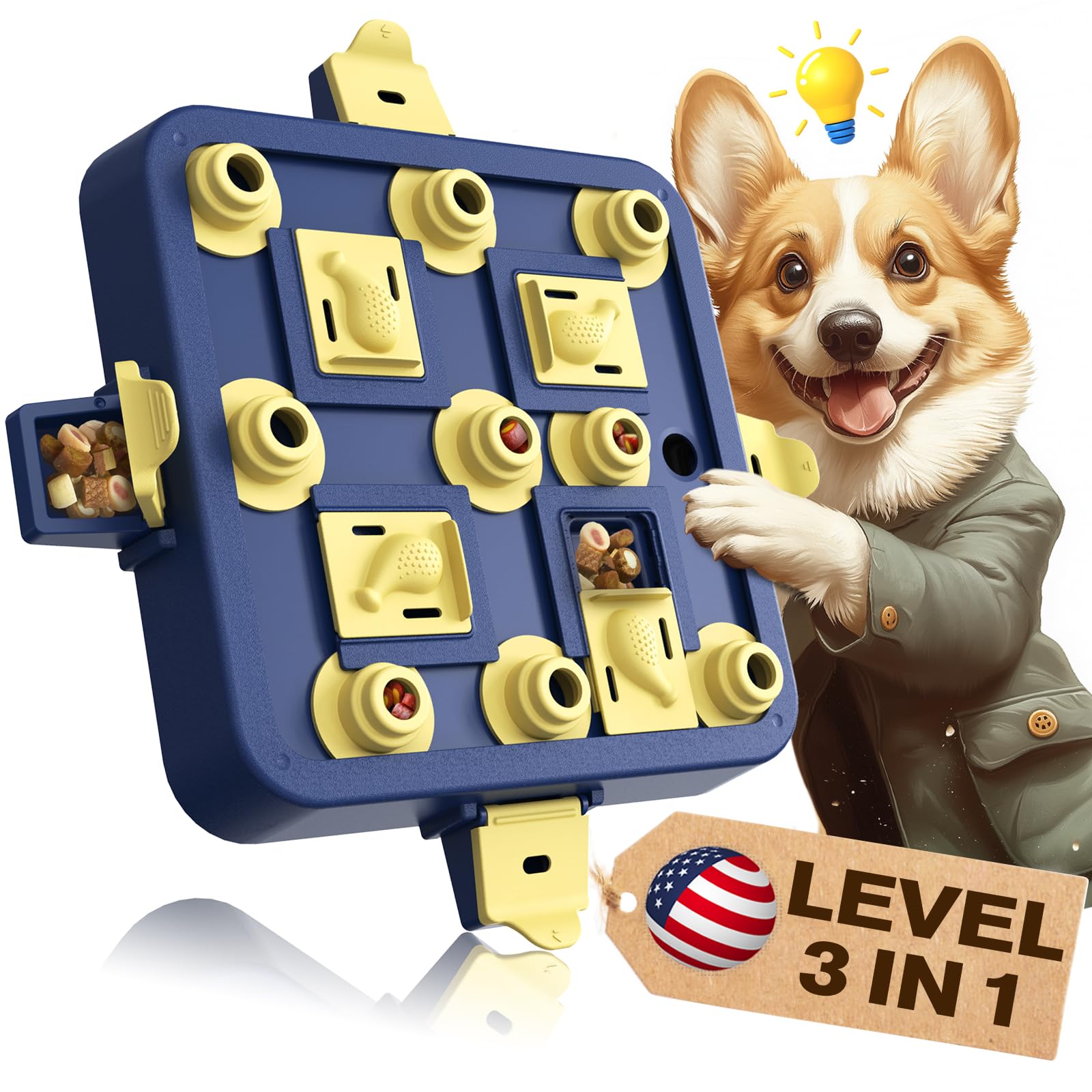 KADTC Dog Chess Puzzle Toy Brain Stimulation Mentally Stimulating Cognitive Busy Food Toys Boredom Buster Level 3 in 1 Best Trea