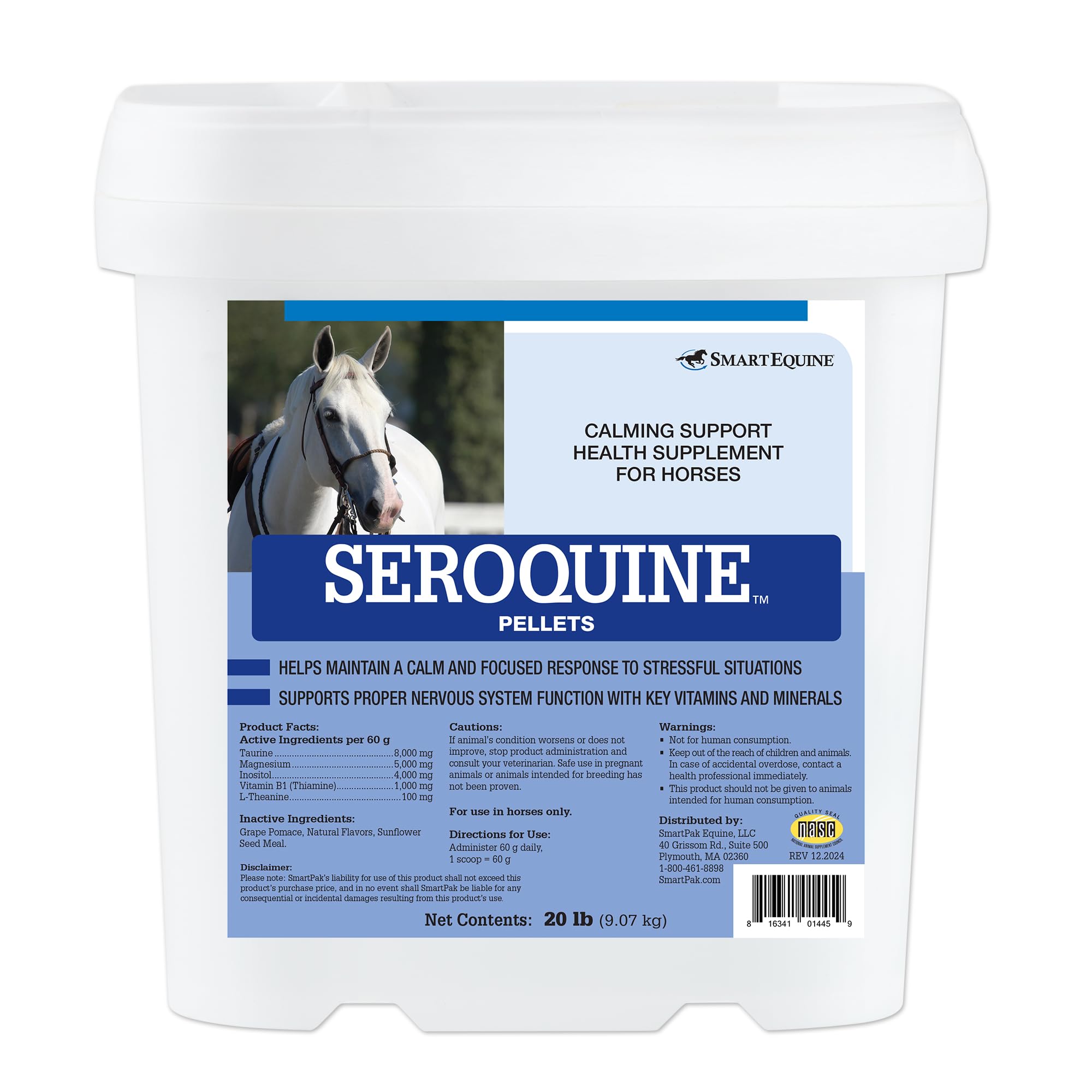 Uckele by SmartEquine Seroquine Pellets | Seroquine Horse Calming Supplement | Herb Free Calming Supplement for Horses | Ideal f