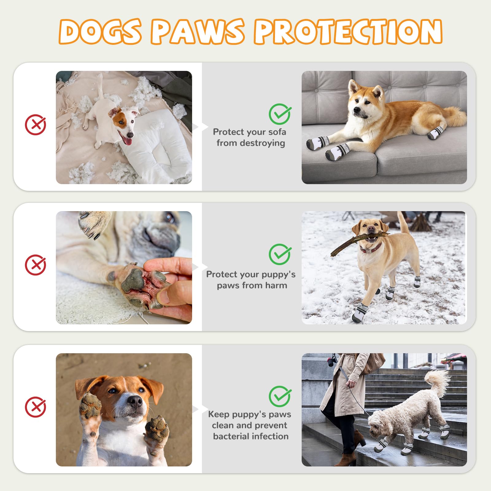 Dog Shoes For Large Small Medium Dogs, Dog Boots & Paw Protectors To Prevent Licking, Anti-Slip Dog Booties With Reflective For