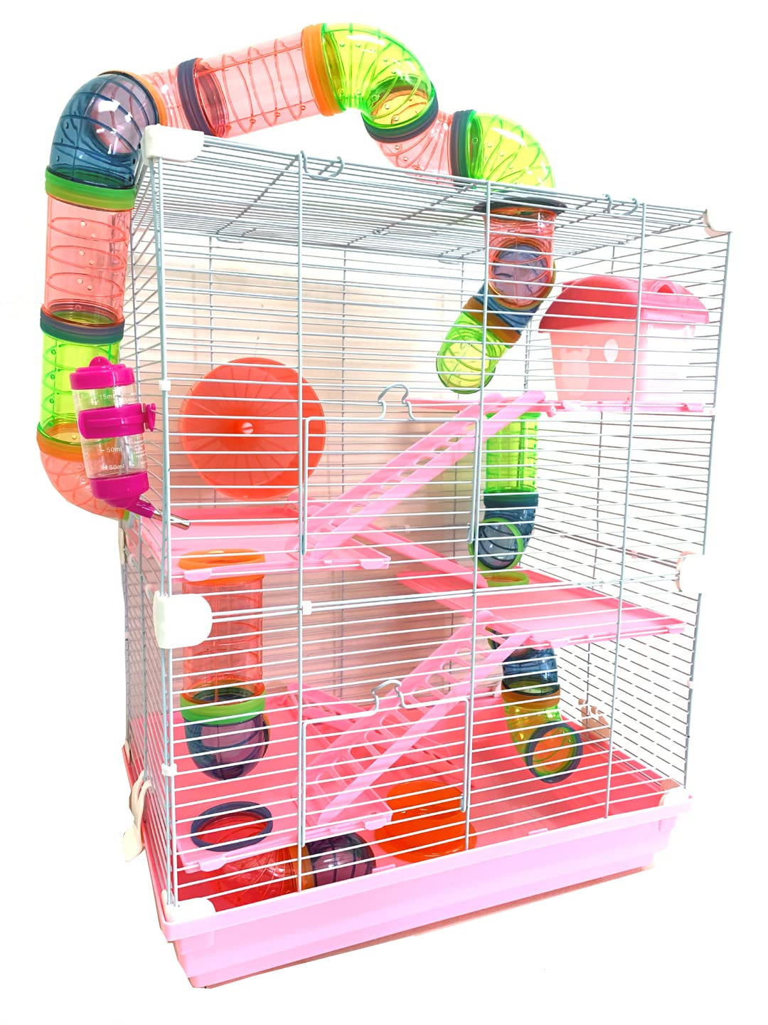Pink Large Multi-Floors Hamster Mansion Mouse Habitat Gerbil Home Rat House Small Animal Critter Cage