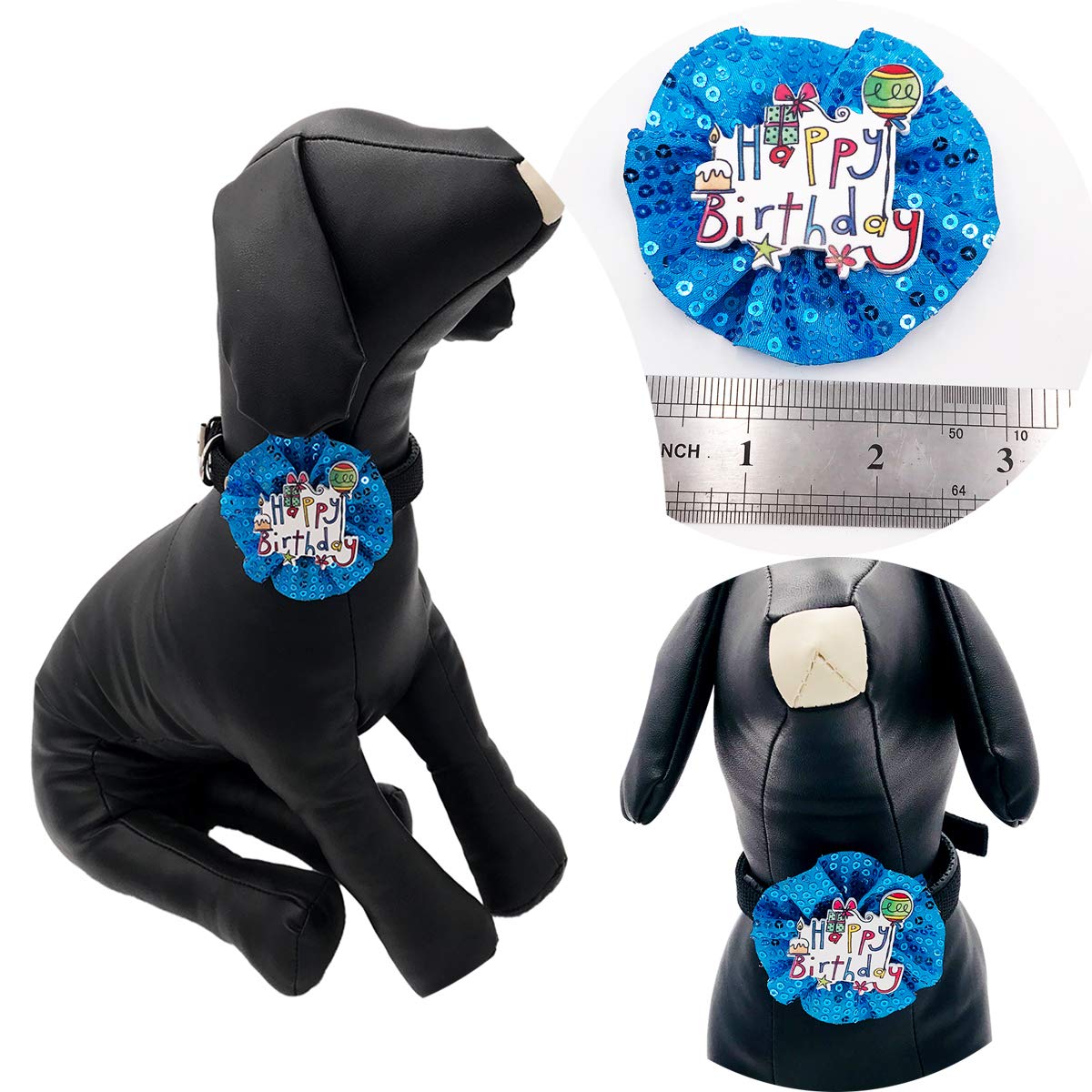 Pet Show Blue Crown Dog Birthday Party Hat With Bandana And Collar Bows Charms Costume Set Reusable Birthday Party Headband Puppies Cat Kitten Hats With 0-9 Figures Charms Grooming Accessories
