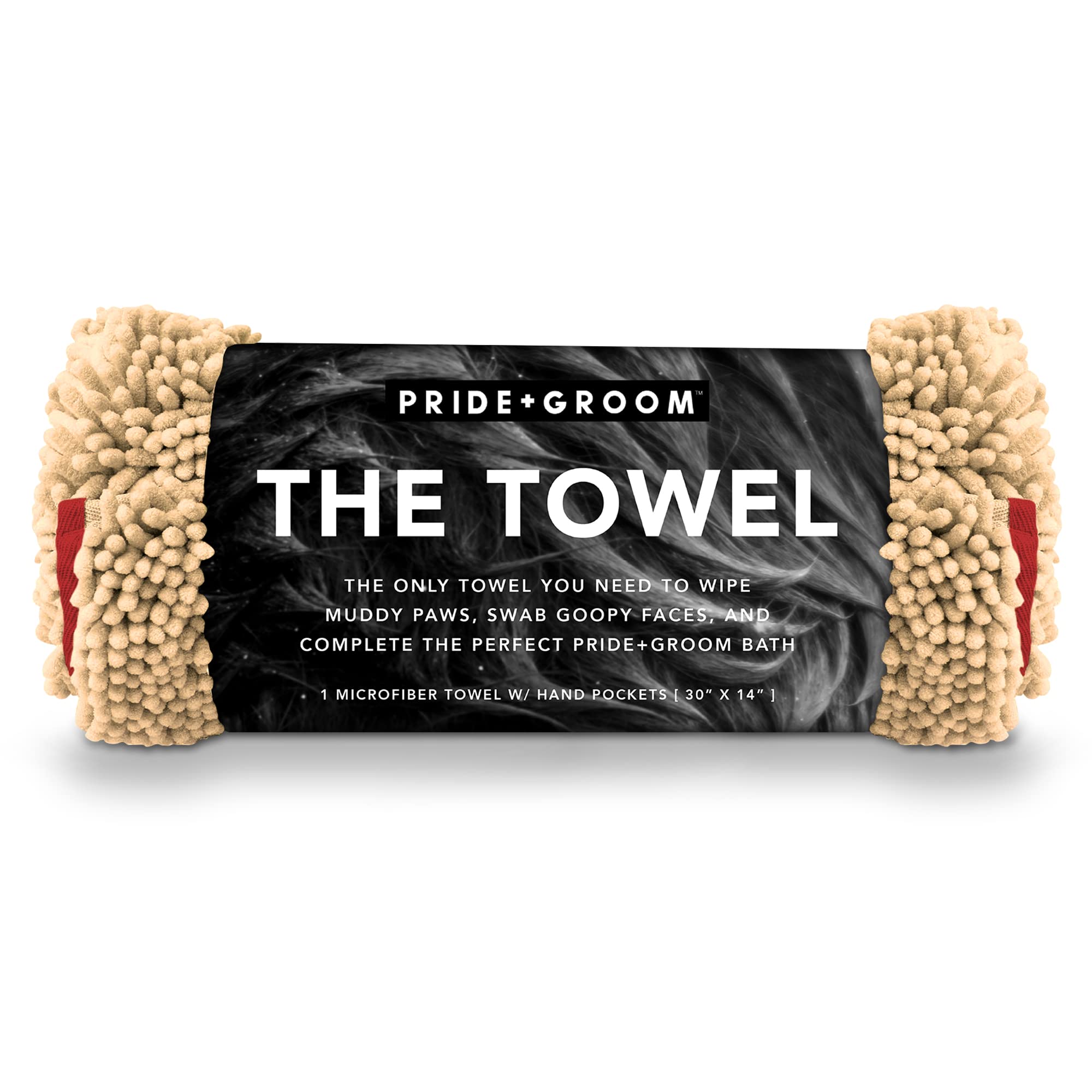 Pride And Groom The Towel – Thick, Soft, Super Absorbent Microfiber Towel For Dogs & Pets That Is Quick Drying, Holds 7 Times Its Weight In Water And Has Dual Pockets For Your Hands