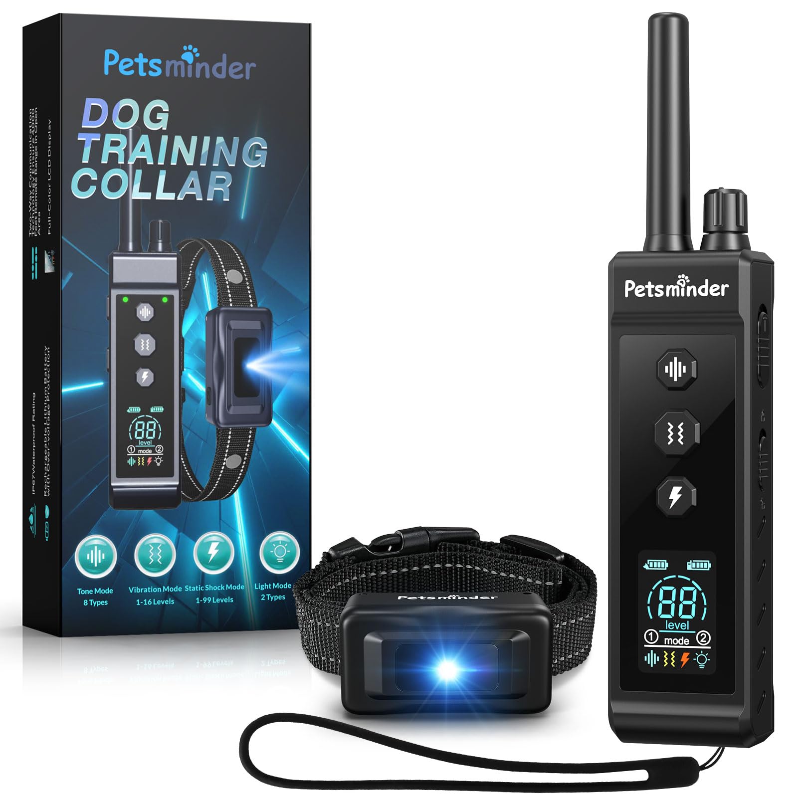 Petsminder Dog Shock Collar, 4000Ft Rechargeable Dog Training Collar With Remote Ip67 Waterproof, Adjustable Beep/Vibration/Shoc