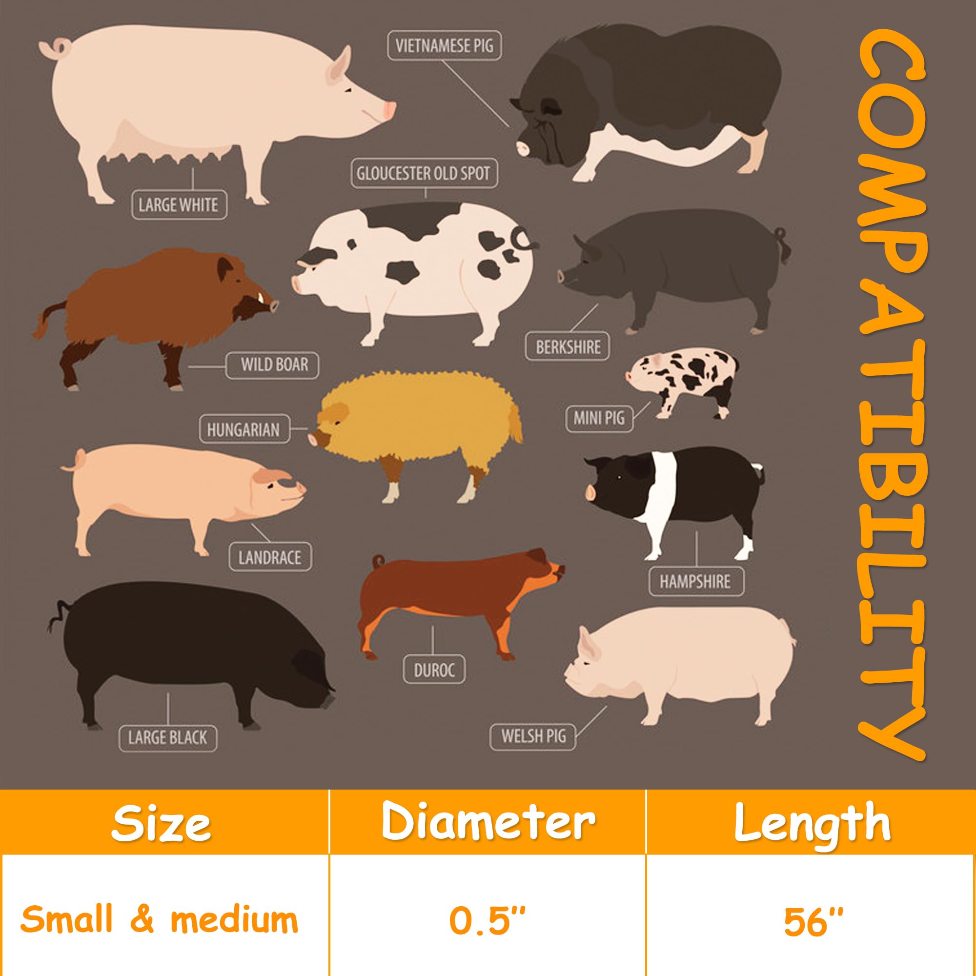 Drunhan Mini Pig Harness & Leather, Pet Pig Supplies, Adjustable Rope (9 Inches Long -1/2 Inches Diameter), Suitable For Small A