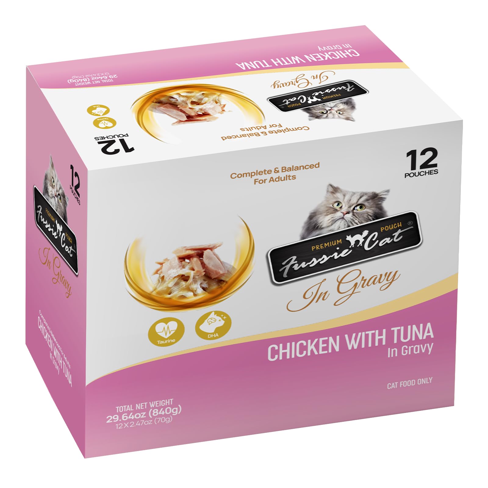 Fussie cat Premium Chicken w/Tuna in Gravy 2.47 Oz (Pack of 12)