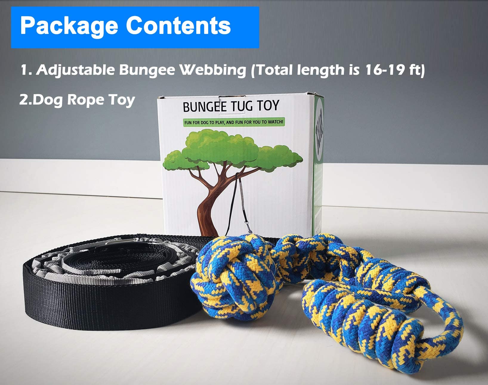 LOOBANI Outdoor Bungee Tug Toy, Dog Toy Hanging from Tree for Small to Large Dogs, Interactive Exercise Play Cord & Tether with