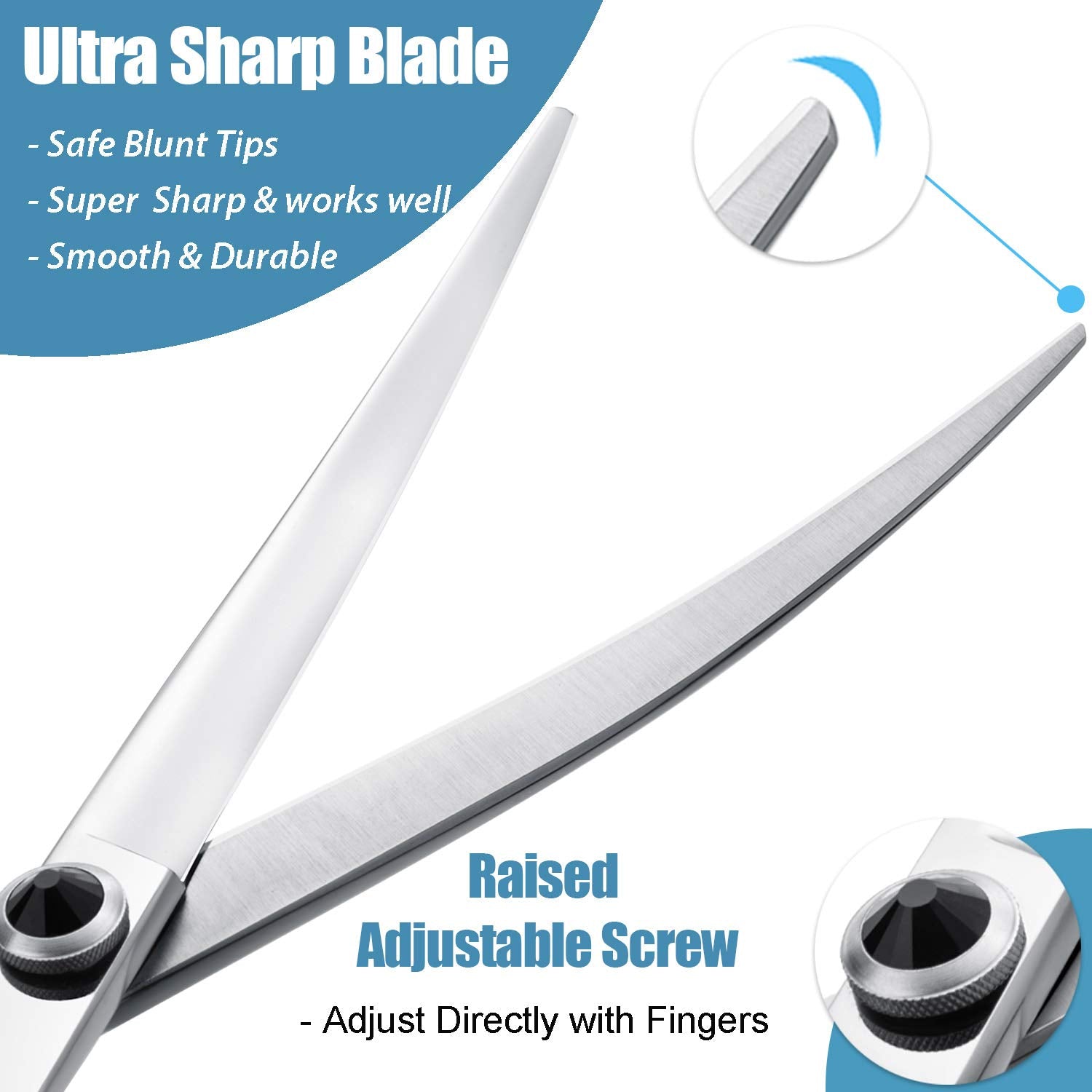 Dragon Creek 7'' Upward Curved Dog Grooming Scissors - Safety Shears For Face & Paws Trimming - Black