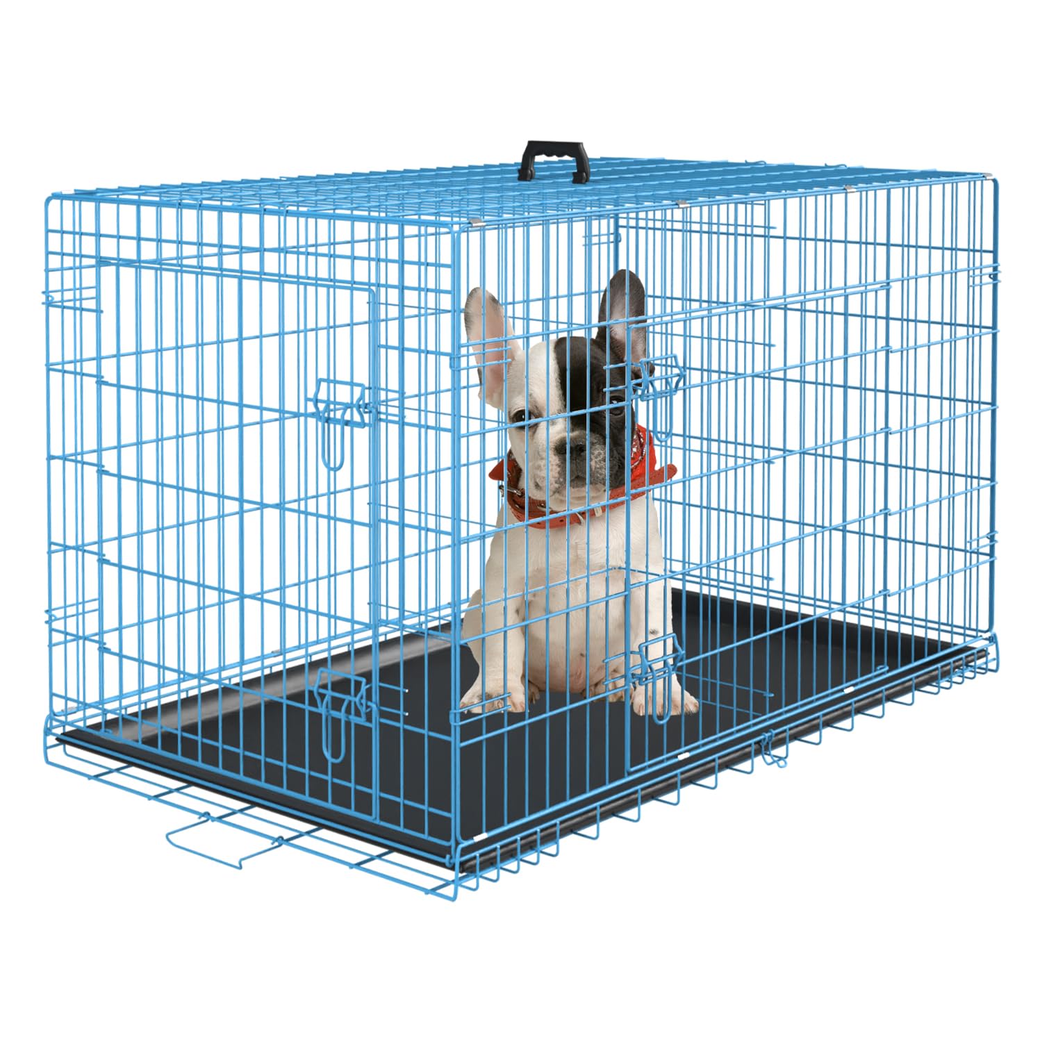 PayLessHere Large Dog Crate Kennel for Medium Large Dogs 24 inches Metal Dog Cage Double-Door Folding Travel Indoor Outdoor Pupp