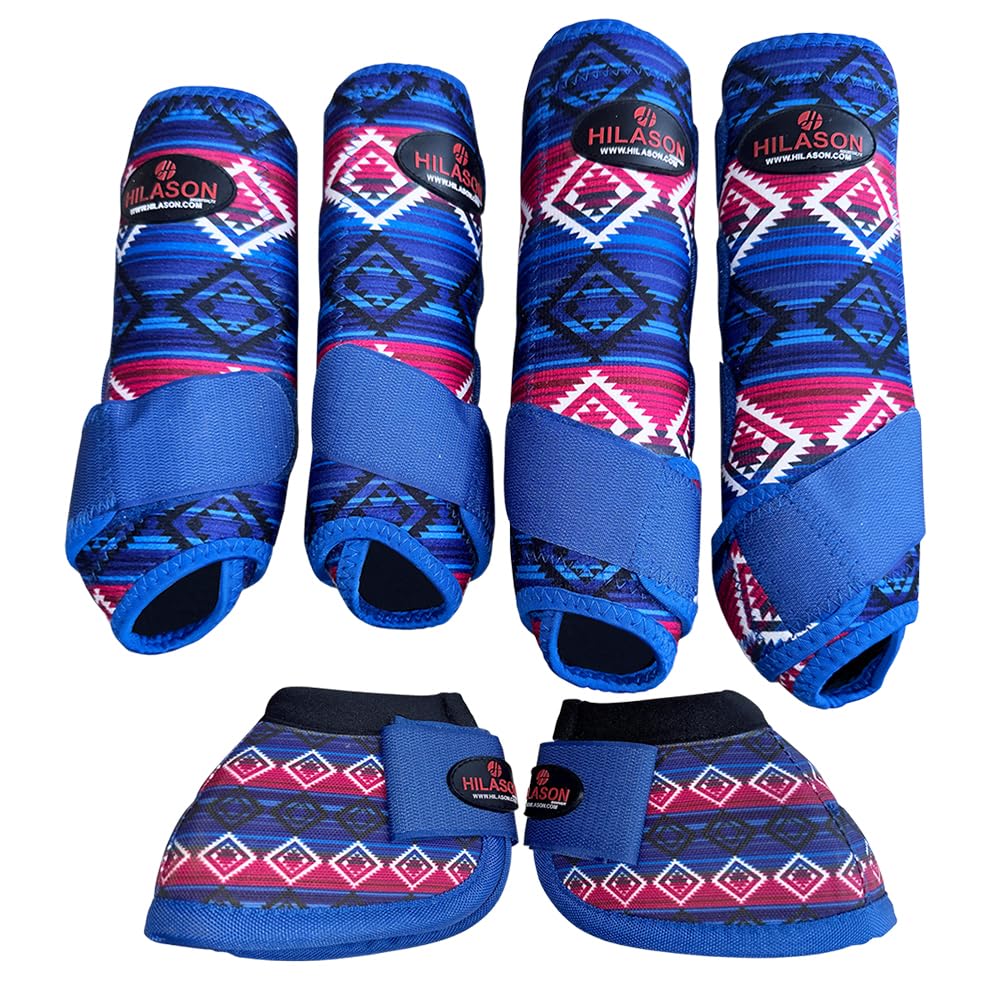 HILASON M Horse Medicine No Turn Bell Boots Sports Front Rear Hind Leg Protective