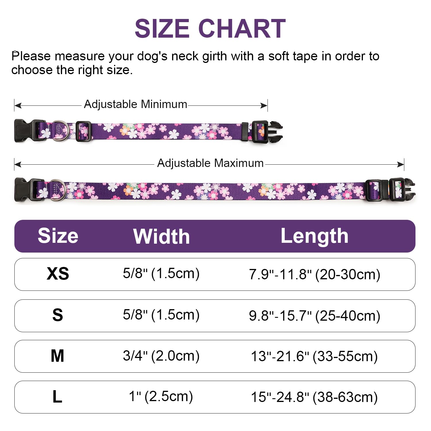Mercano Adjustable Dog Collar - Special Design Patterns, Soft Nylon Comfortable Durable Pet Collar For Small Medium Large Dogs (S, Floral Pink)