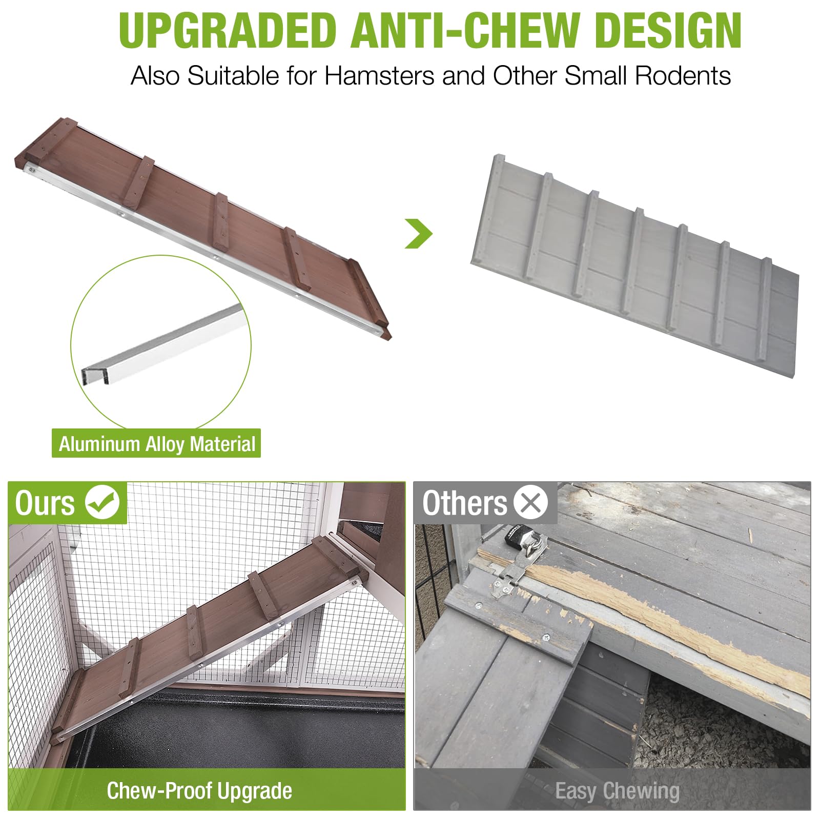 Gutinneen 2-Story Rabbit Hutch with Chew-Proof Ramp & Leak-Proof Trays - Indoor/Outdoor 39.3 '' Wooden Rabbit Cage with Wheels f