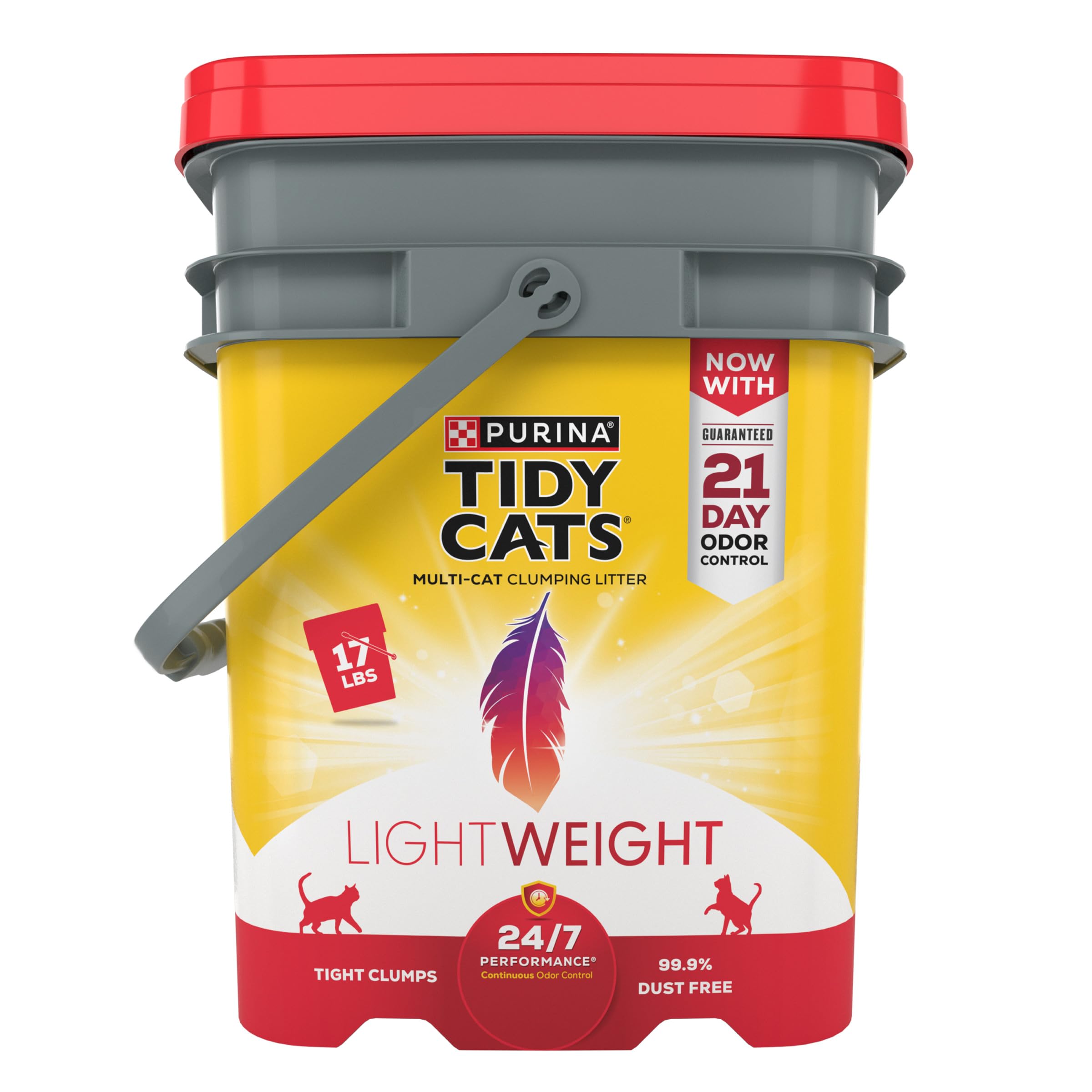 Purina Tidy Cats Lightweight, Low Dust, Clumping Cat Litter Odor Control 24/7 Performance Multi Cat Litter - 17 Pound (Pack Of 1)