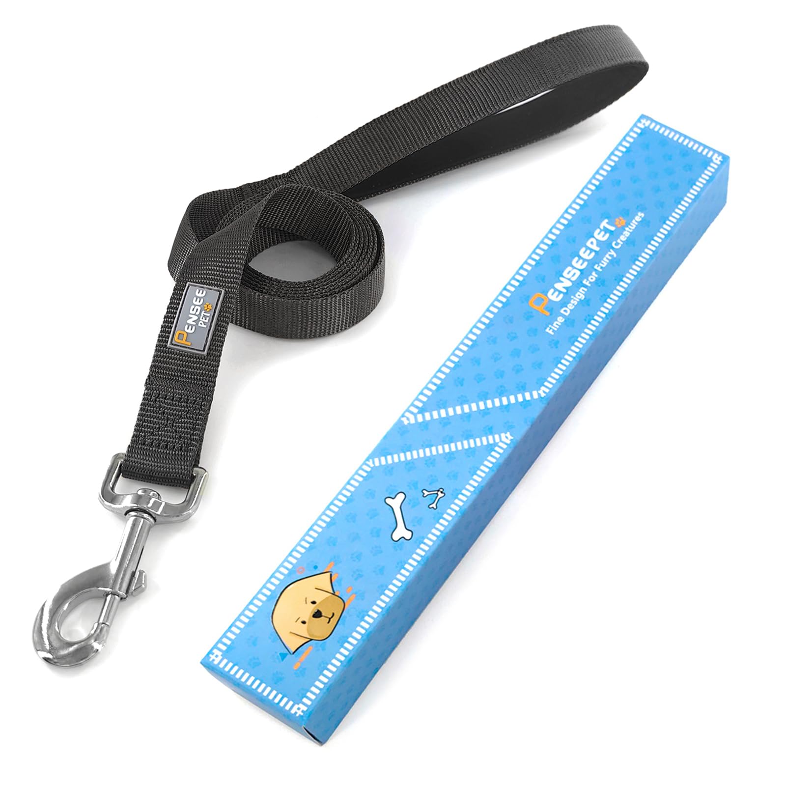 Penseepet Basic Dog Leashes 6 Ft Padded Handle Nylon Dogs Leashes For Small Dogs Black