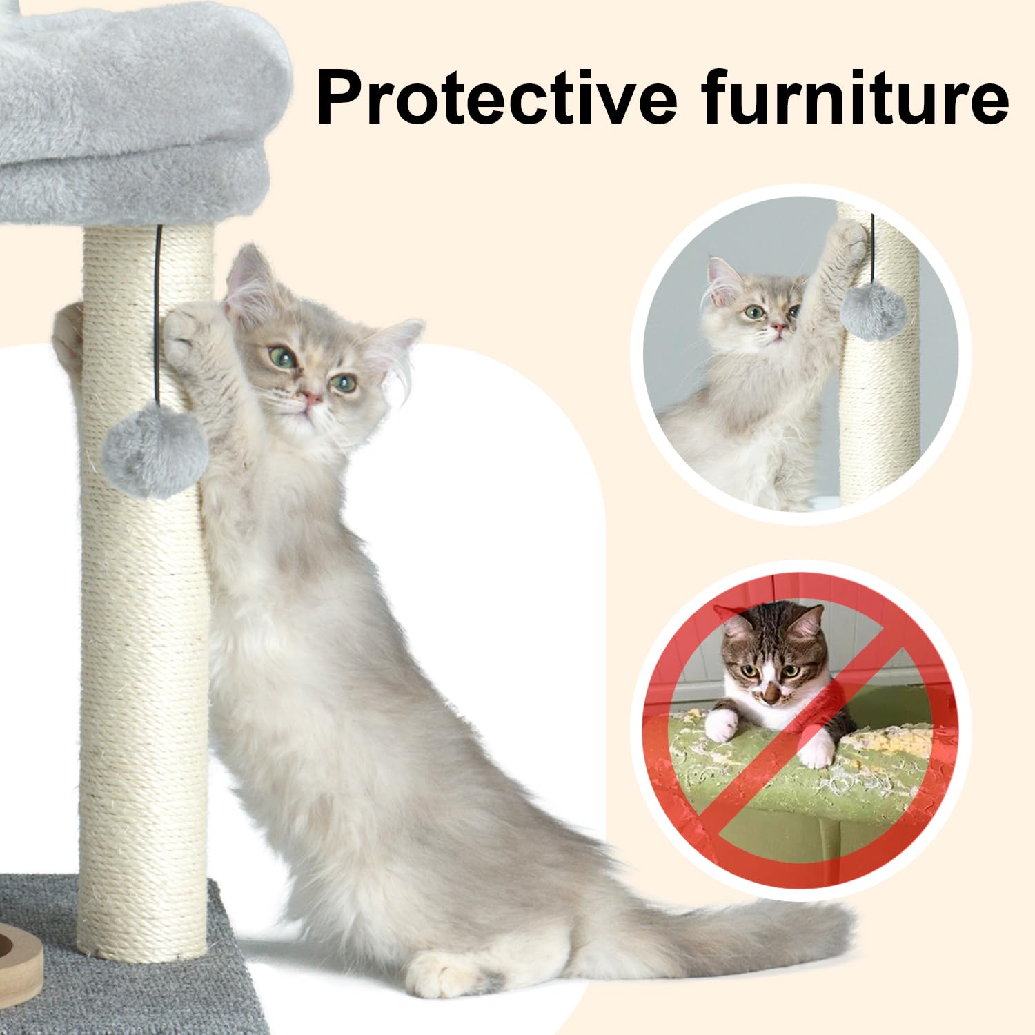 Pawsfans Cat Tree Scratching Post,Cat Tower With Perch Bed Scratch For Indoor Cats And Kittens Scratcher,Track Toy Hanging Ball