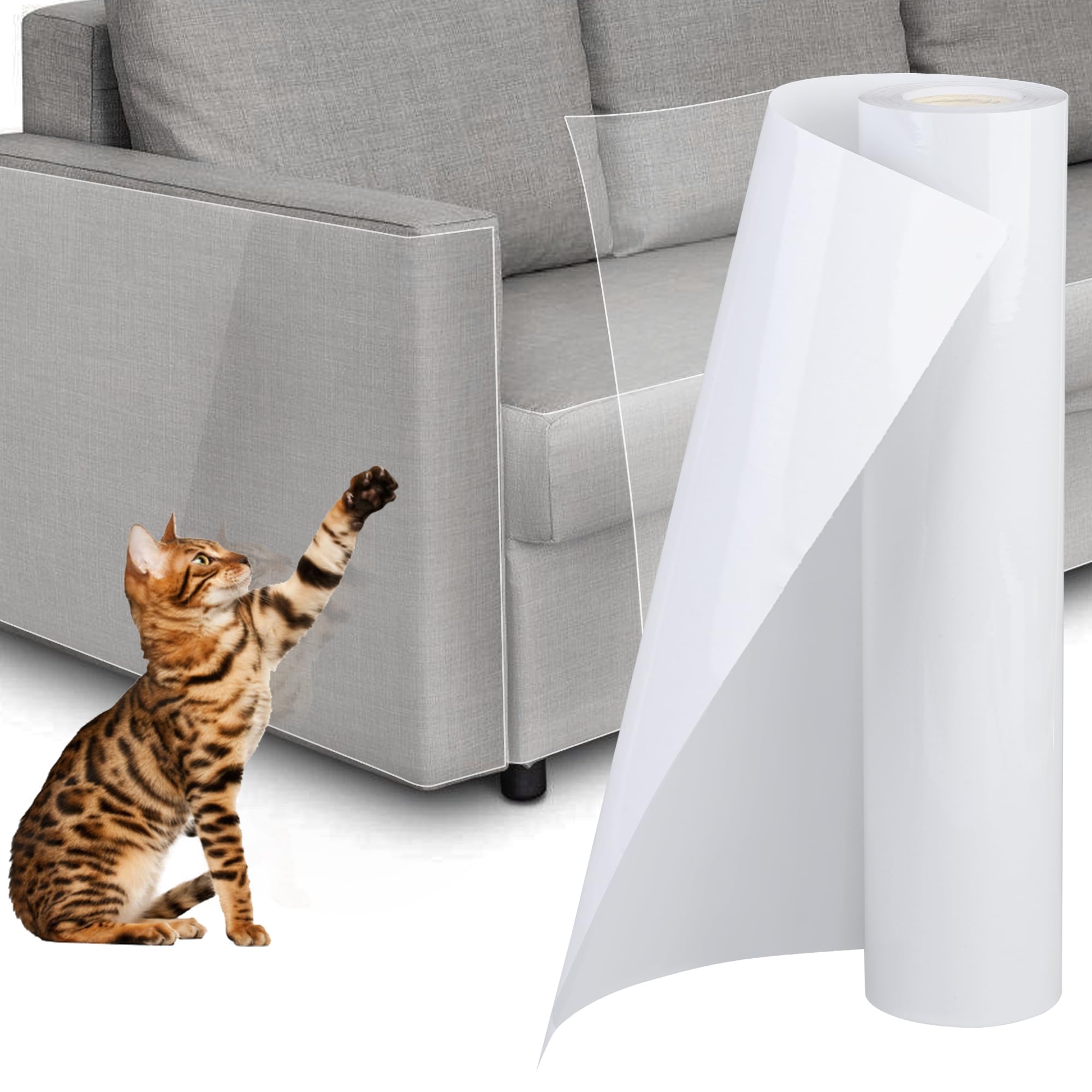 Anti Cat Scratch Furniture Protector 236 X 12 Inch Large Couch Protector For Cats Single-Sided Sticky Couch Protector Clear Couc