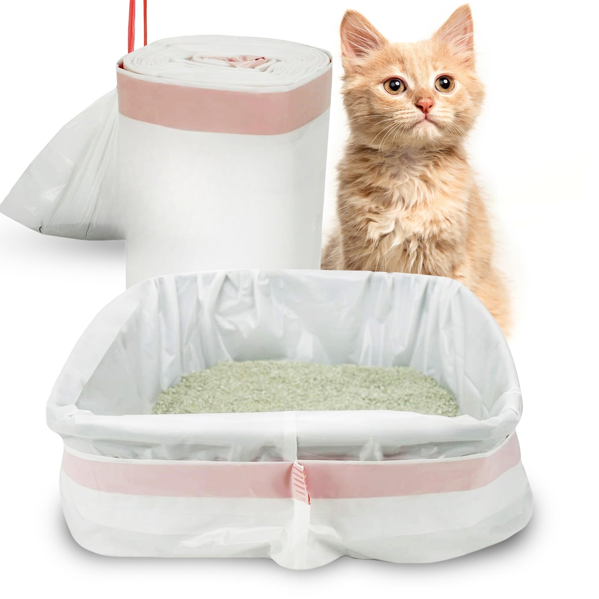Petsworld Cat Litter Box Liners, Heavy Duty Litter Pan Liners Bags With Drawstring For Pet Cat Litter Tray (Unscented) (Jumbo - 