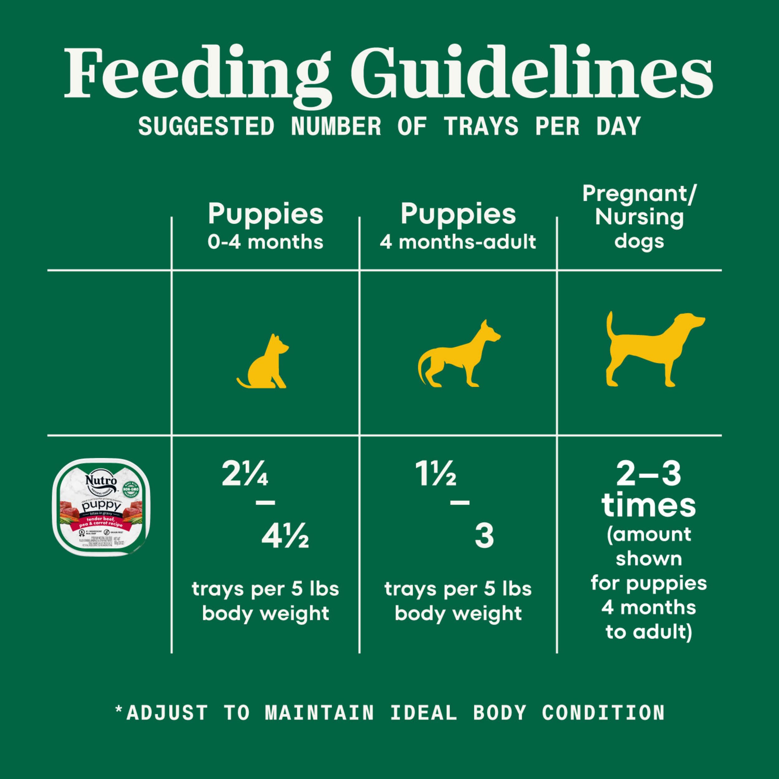 Nutro Puppy Grain Free Natural Wet Dog Food Bites in Gravy Tender Beef, Pea & Carrot Recipe, 3.5 oz. Trays (24 Count, Pack of 1)