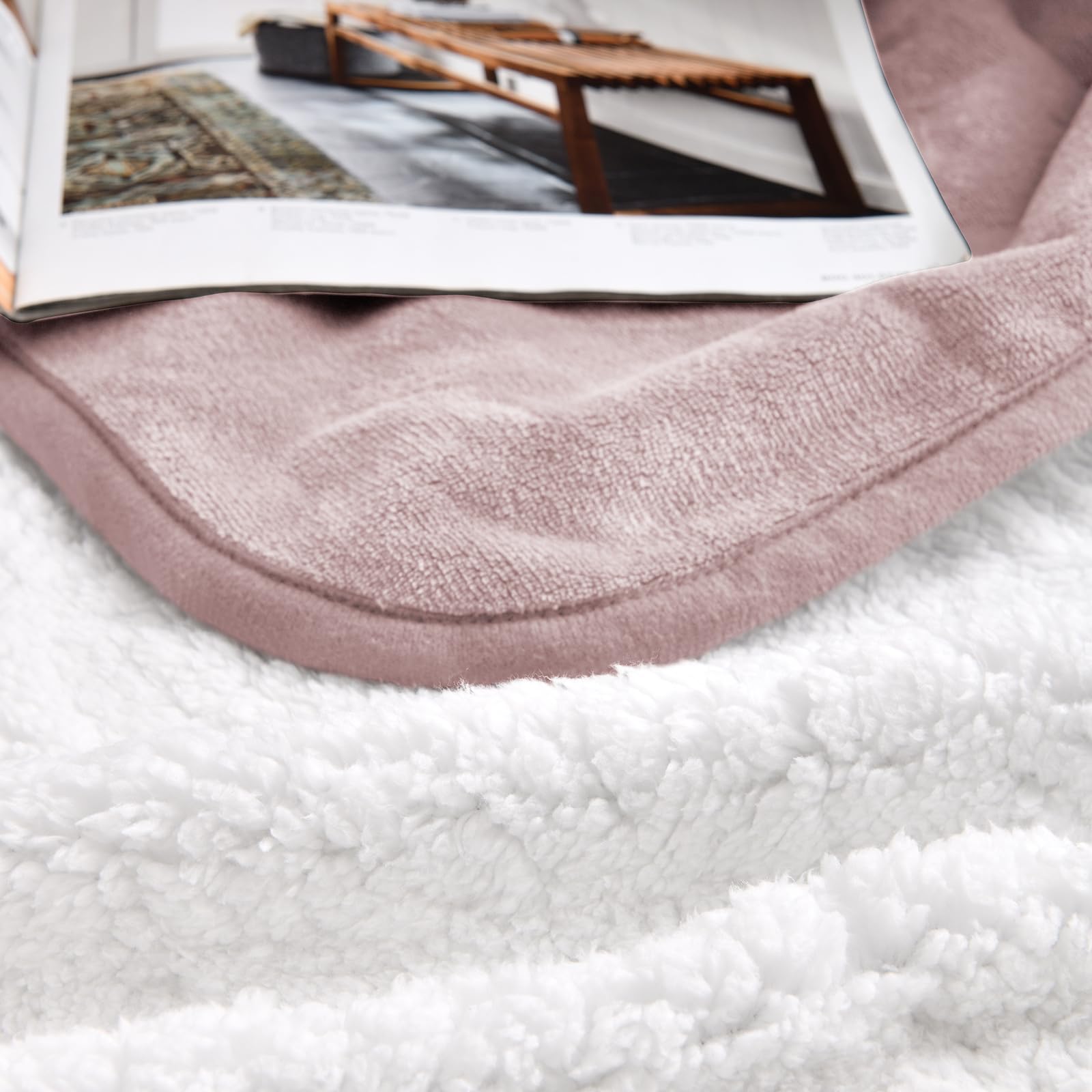 Yaning Waterproof Blanket For Bed Couch Sofa, Soft Liquid Pee Proof Pet Blanket For Dog Puppy Cat, Reversible Sherpa Fleece Furniture Protector (Dusty Pink, 30X40 Inches)