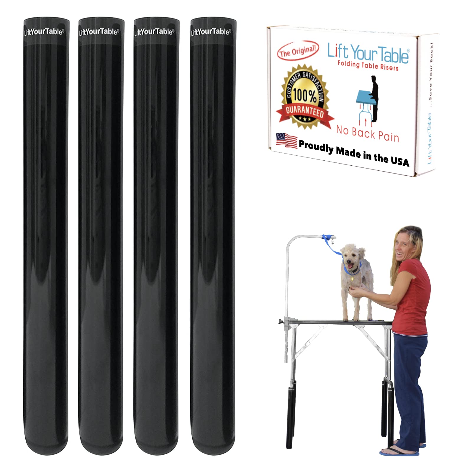 Lift Your Table Grooming Table Risers - Groomers Kit: Counter Height - Made In The Usa, Durable, Sturdy, Portable, Easy-To-Use (