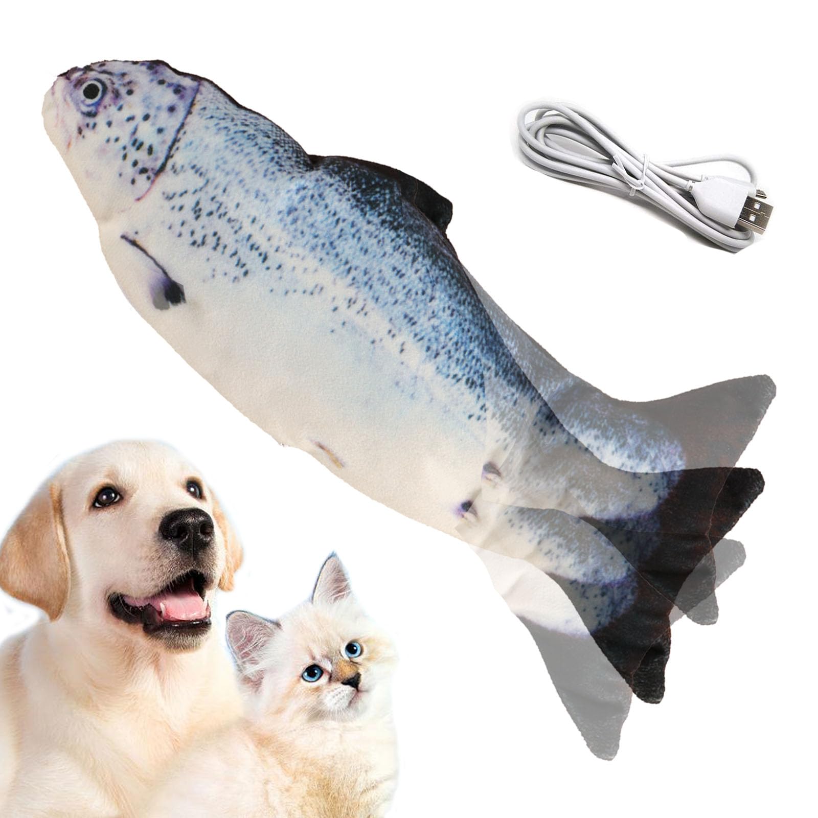 Vaiziq Flopping Fish Electric Moving Dog Fish Toy,Floppy Fish Cat Toy,Cat Toys Interactive Pet Toys For Dog Exercise,Reducing St