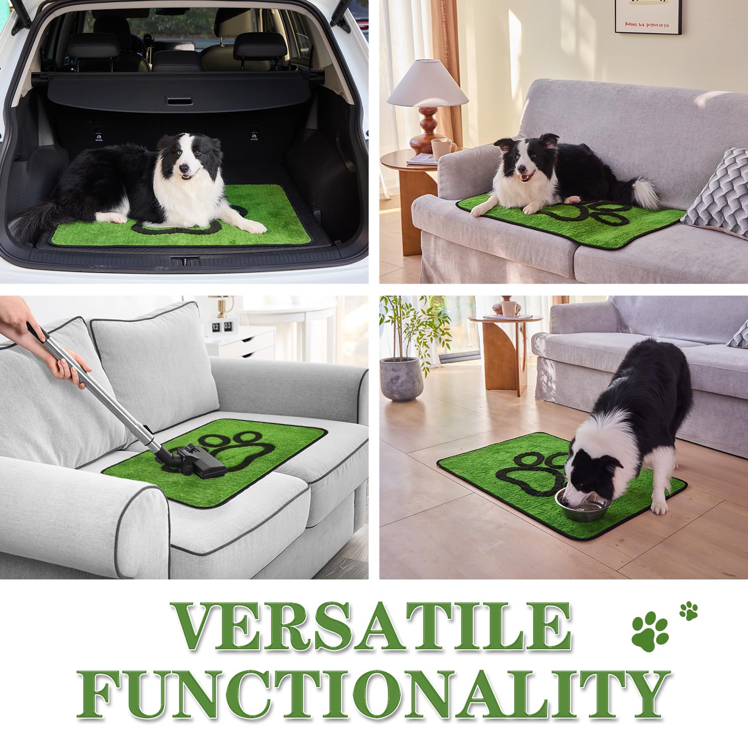 Qeils Dog Door Mat for Muddy Paws 35x24, Absorbs Moisture and Dirt, Absorbent Non-Slip Washable Dog Rug, Mud Mats for Dogs, Entr