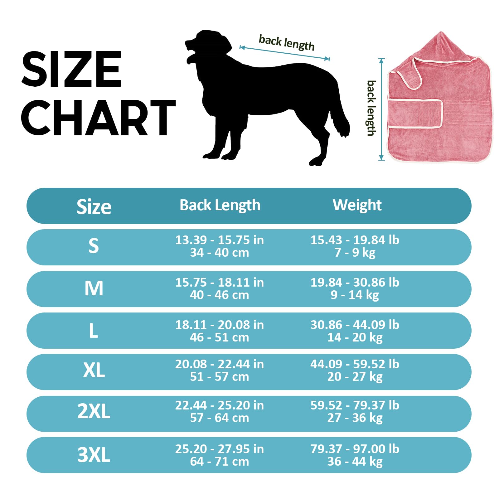 Avont Dog Bathrobe - Super Absorbent Pet Drying Towel Bath Robes After Bath Shower Swim Wet Walk For Puppies -Pink(S)