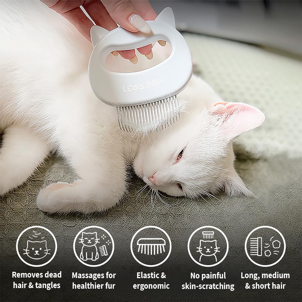 Leo'S Paw The Original Pet Hair Removal Massaging Shell Comb Soft Deshedding Brush Grooming And Shedding Matted Fur Remover Dema