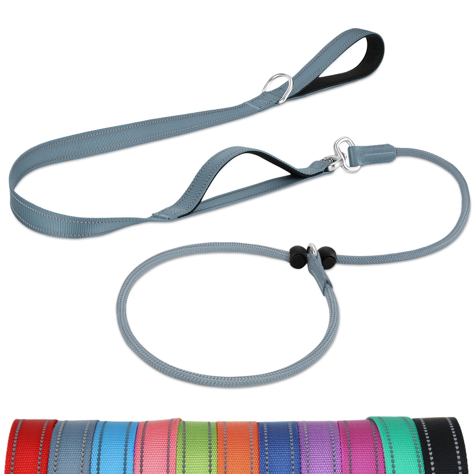 Joytale Tangle-Free Slip Leads For Dogs, 6 Ft Slip Leash With Padded Double Handle, Reflective Nylon Training Leash For Small Me