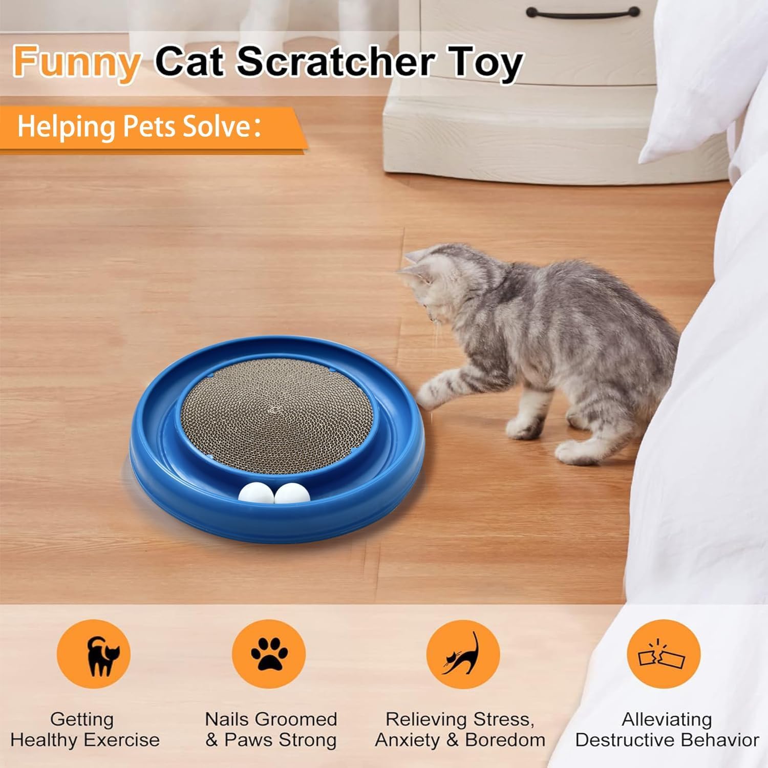 Lyctdd Cat Scratching Board For Indoor Cats,Scratch Pad Pro For Cats,Round Cat Scratcher Refill,Natural Recycled Corrugated Card
