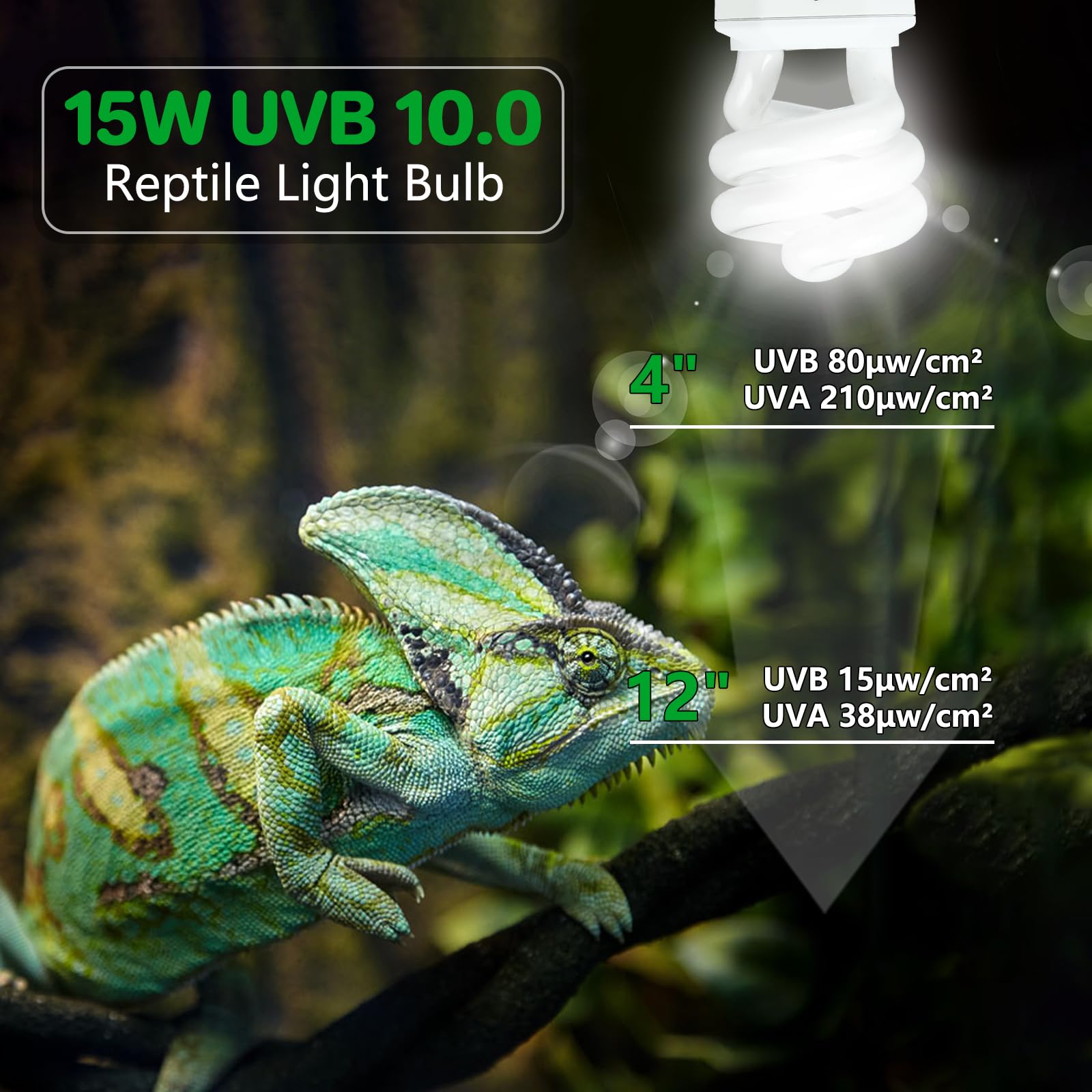 Lucky Herp Uva Uvb Reptile Light 5.0, Tropical Uvb 100 Compact Fluorescent Lamp, Uvb Light For Reptiles 15W, Uva Uvb Reptile Lig
