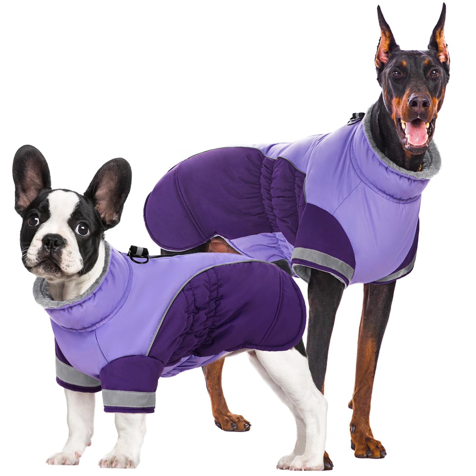 AOFITEE Dog Coat Warm Dog Winter Jacket for Large Dogs, Windproof Dogs Winter Coat with Harness Built in, Turtleneck Fleece Pet 