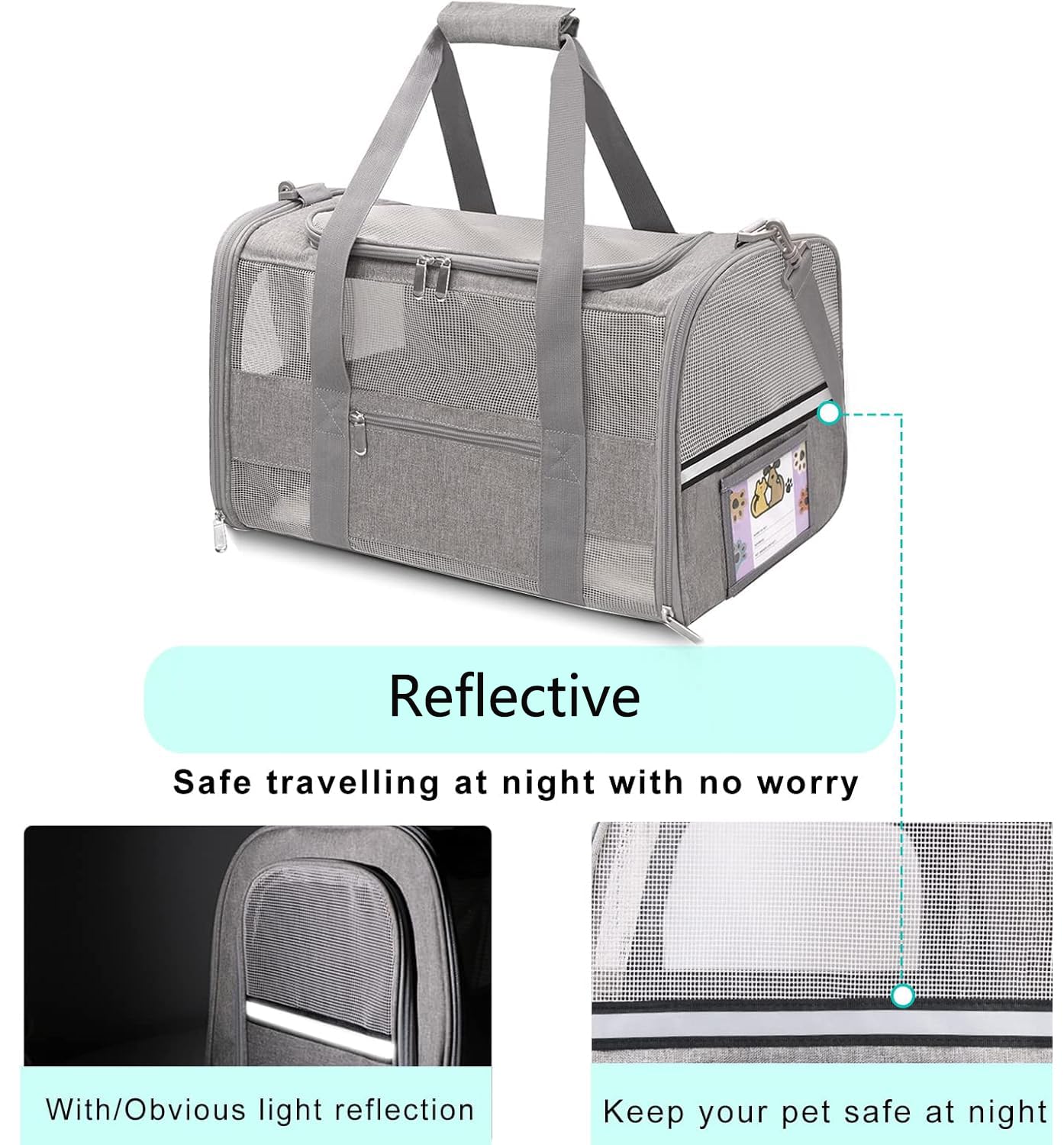 Bejibear Pet Carrier Soft Side Cat Carrier Collapsible Travel Puppy Carrier Bag Tsa Airline Approved Kitten Carrier Bag For 15 L
