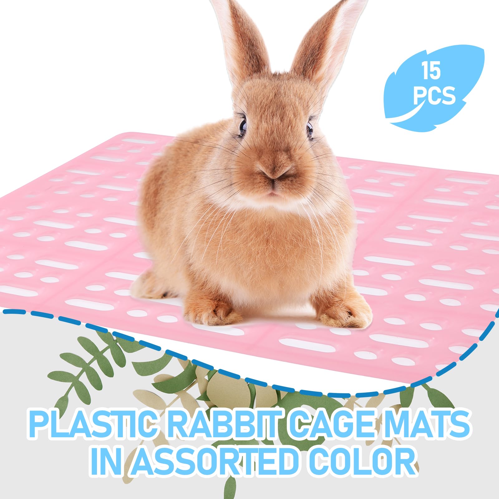 Lemecima 15 Pieces Plastic Rabbit Cage Mat Durable Rabbit Feet Pad Small Animal Feet Pad Cage Resting Mat With A Convenient Conn
