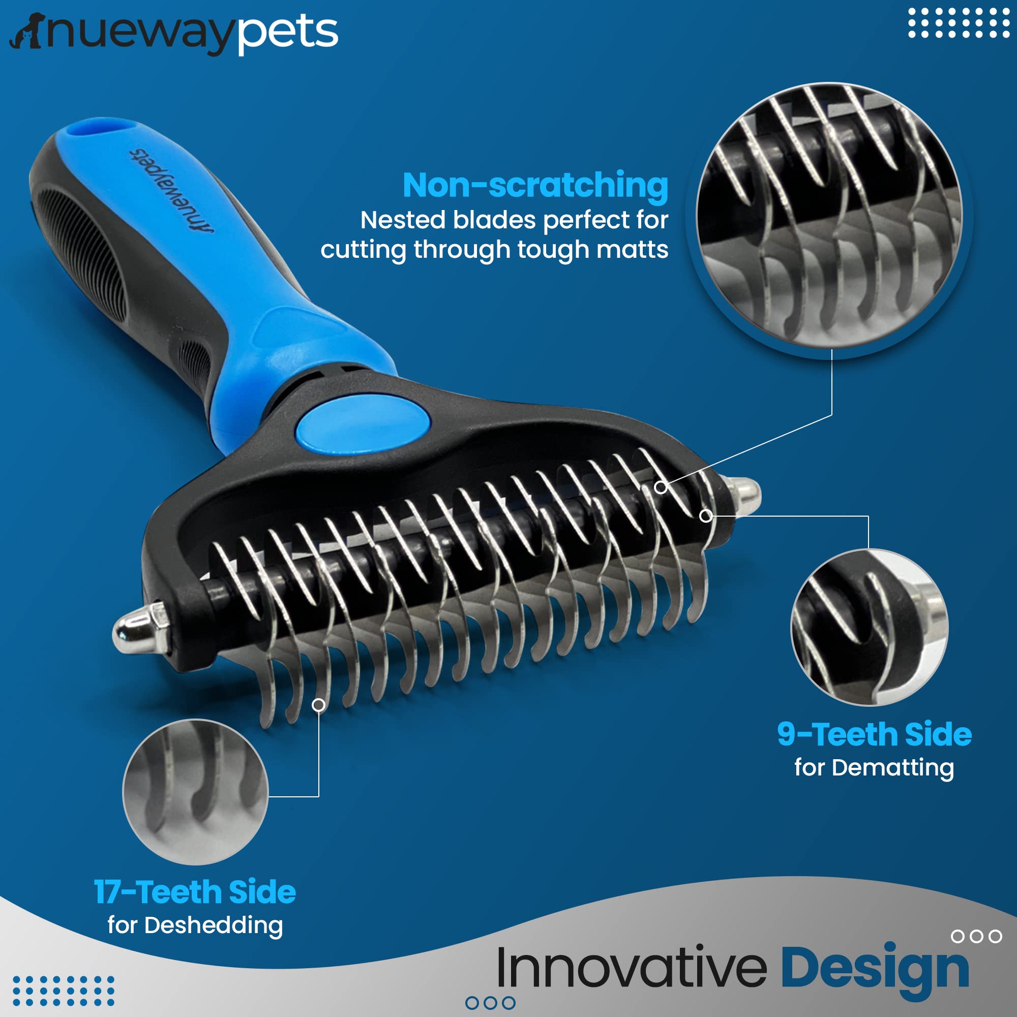 Reduce Shedding with The Original FureverBrush by NuewayPets - Pro Undercoat Grooming Tool For Dogs | Deshedding and Dematting T