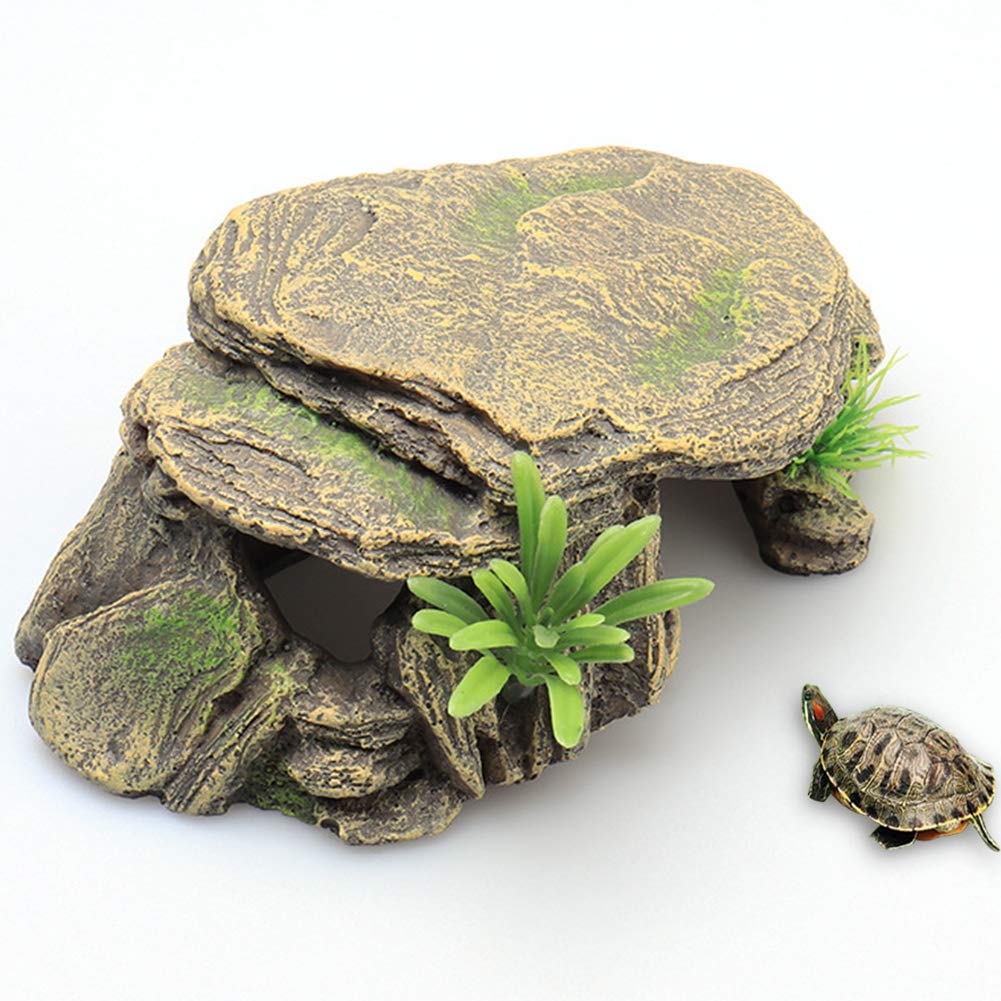 La La Pet Reptile Hide Box Reptile Hideouts Resin Rock Gecko Hides and Caves Lizard Habitat Decor Small Animal Hideaway Basking