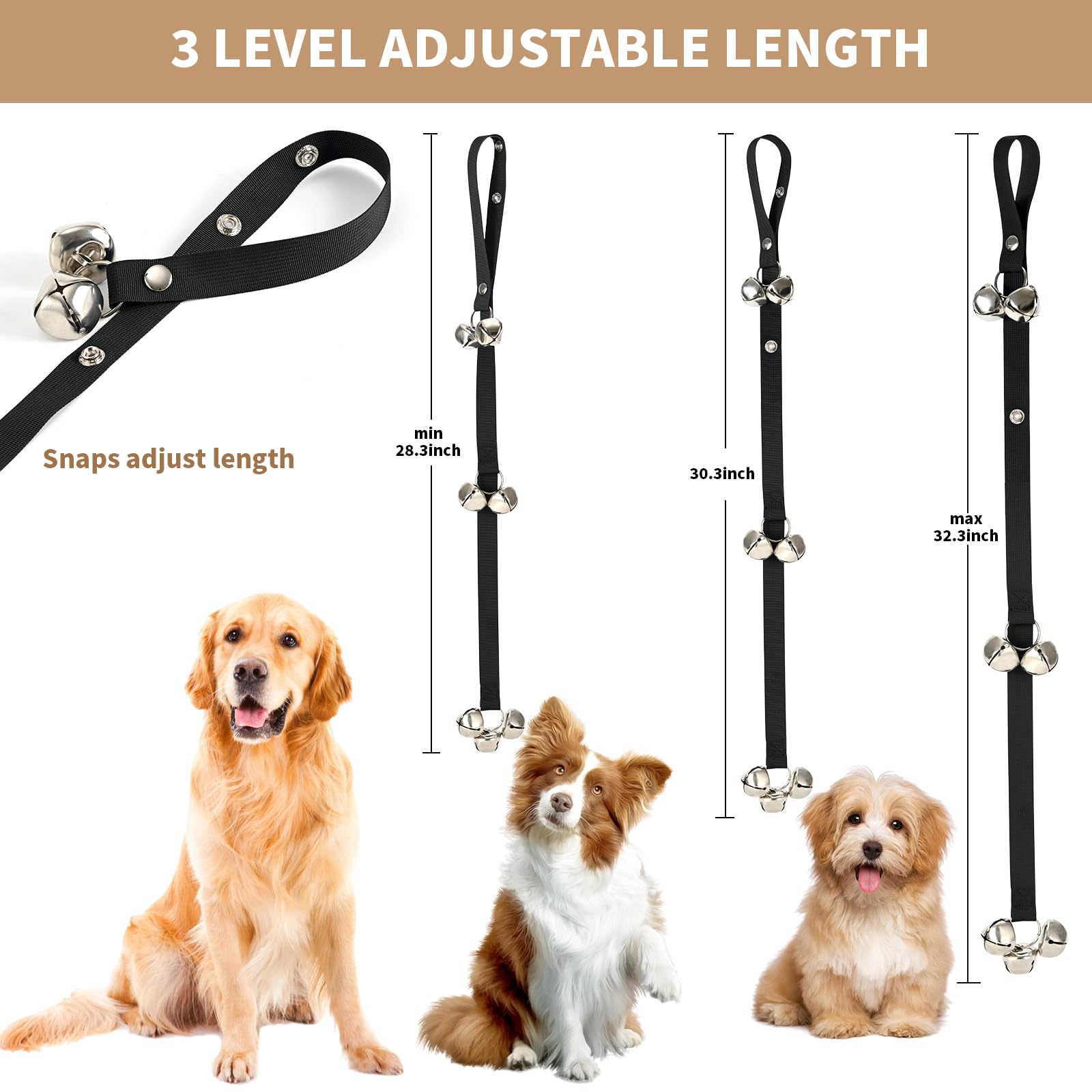[Upgraded] Puppy Bells Dog Doorbells For Door Knob/Potty Training/Go Outside-Dog Bells For Puppies Dogs Doggy Doggie Pooch Pup Pet Hound Mutt Cat For Dog Lovers + Dog Training Clicker With Wrist Strap