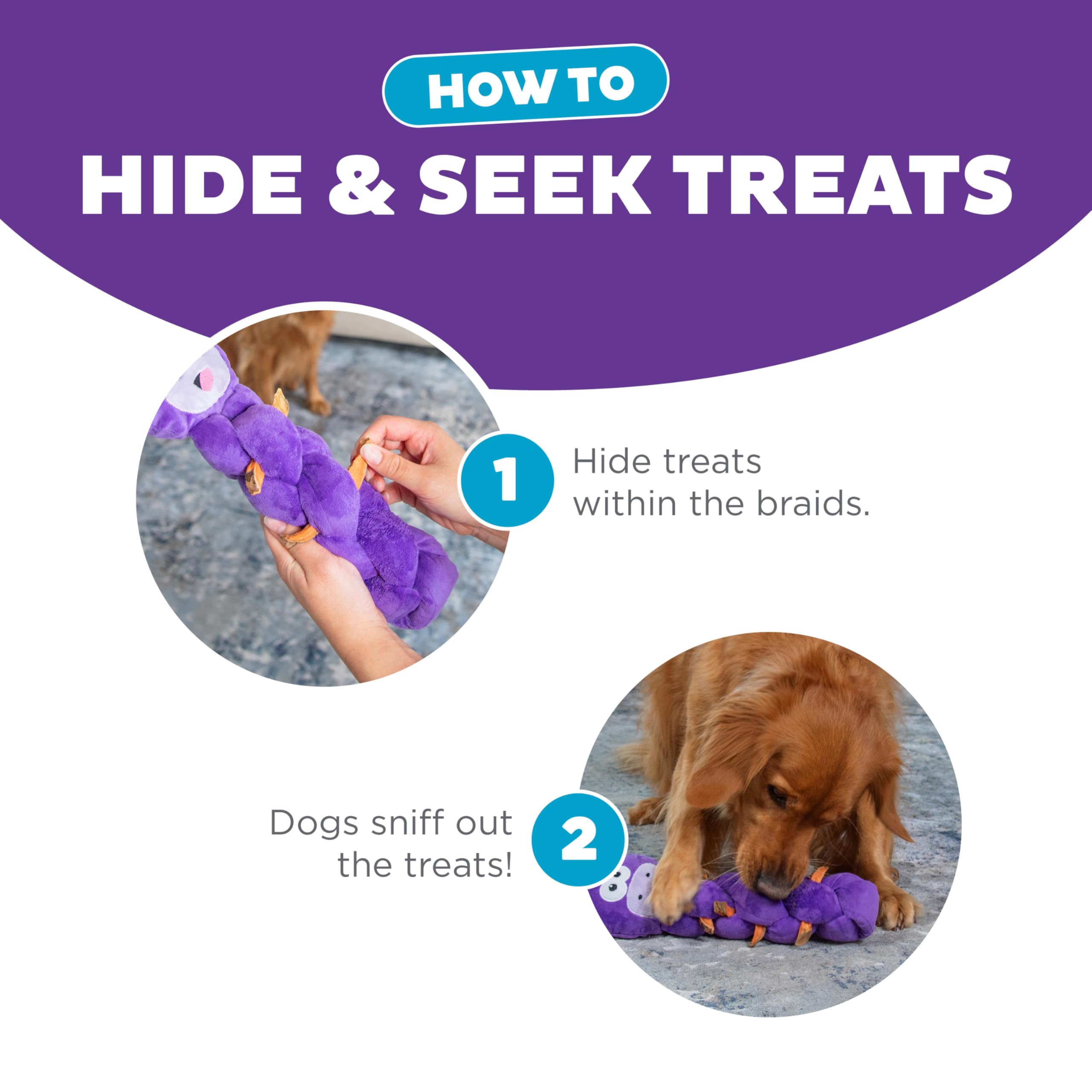 Outward Hound by Nina Ottosson Twistiez Interactive Plush Dog Treat Puzzle, Unicorn, Purple