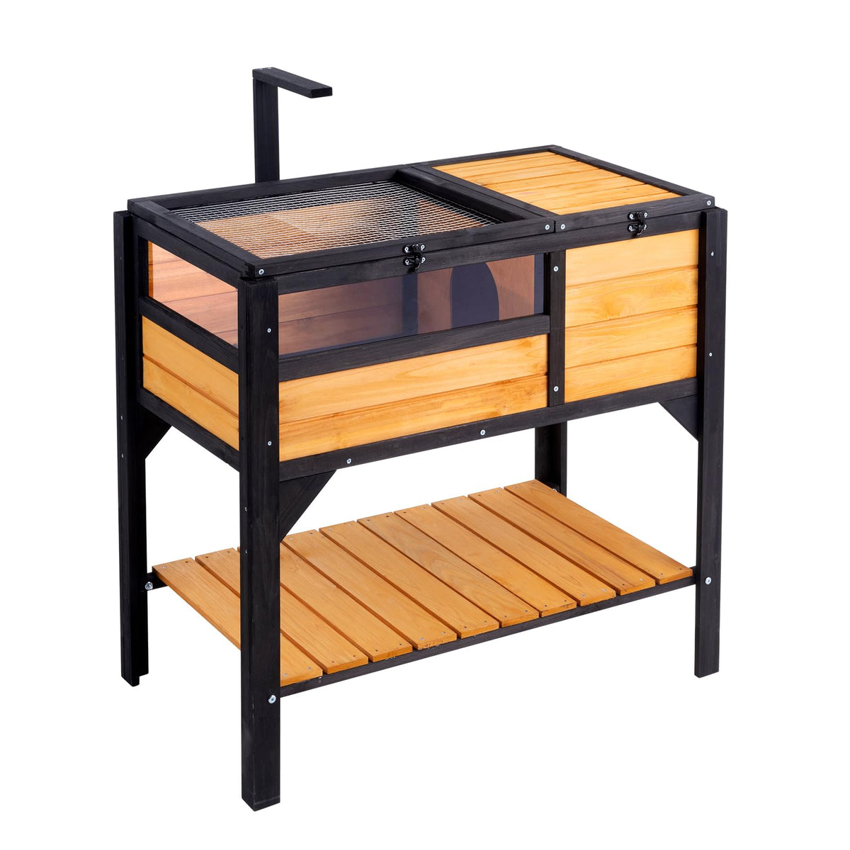 VEVOR Tortoise Habitat, Cedar Wooden Tortoise House Indoor & Outdoor, Tortoise Enclosure with Light Stand, Reptile Enclosure Sma