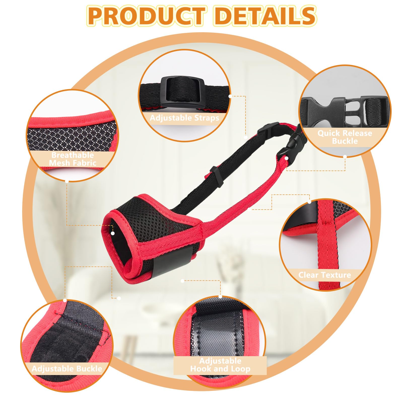 Adjustable Dog Muzzle Breathable Mesh Muzzles For Small Medium Large Dogs Soft Nylon Dog Mouth Guard Pet Safe Anti Biting Dog Mu