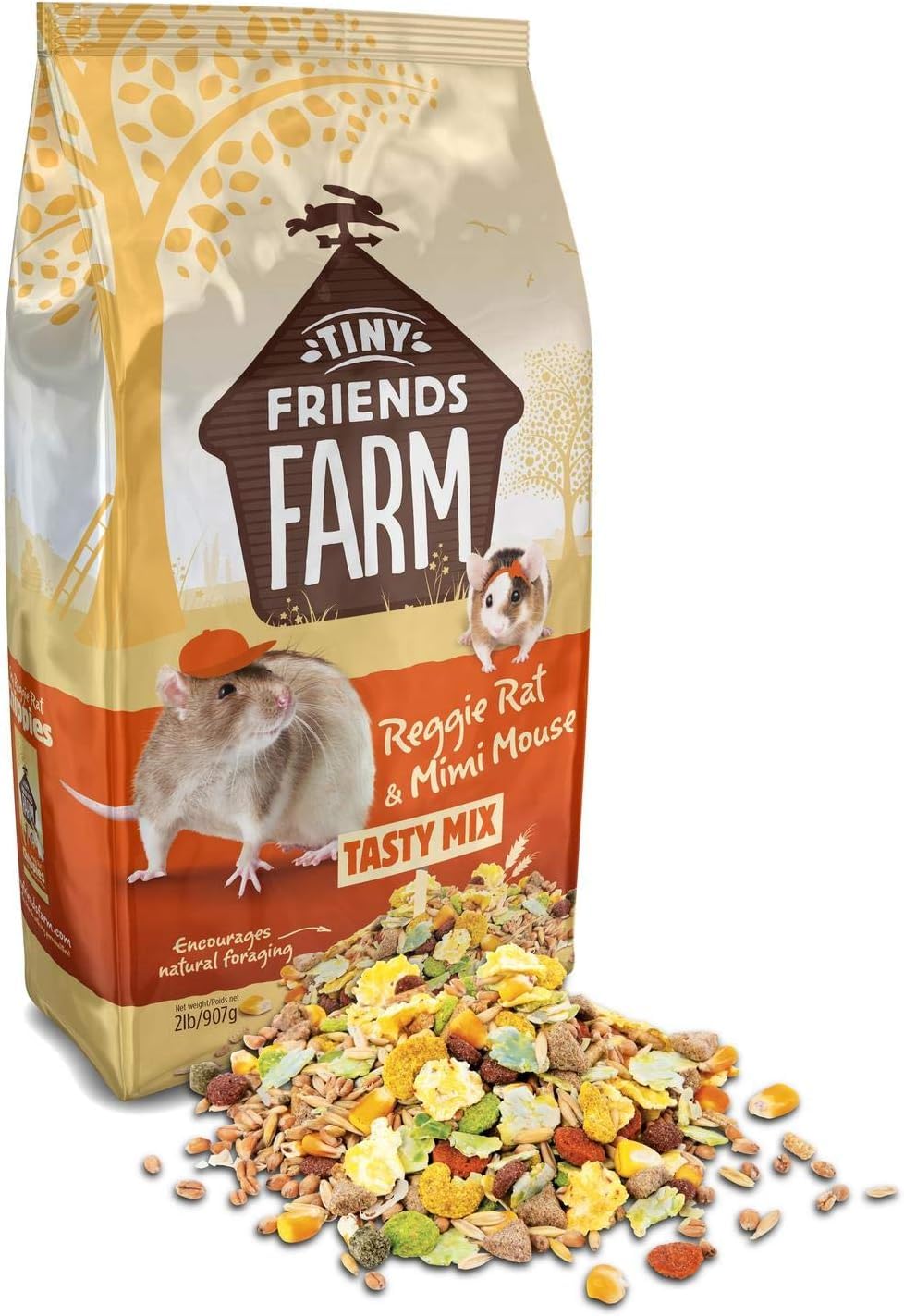 Supreme Petfoods 2-Pack of Tiny Friends Farm Reggie Rat and Mimi Mouse Tasty Mix, 2 Pounds Each