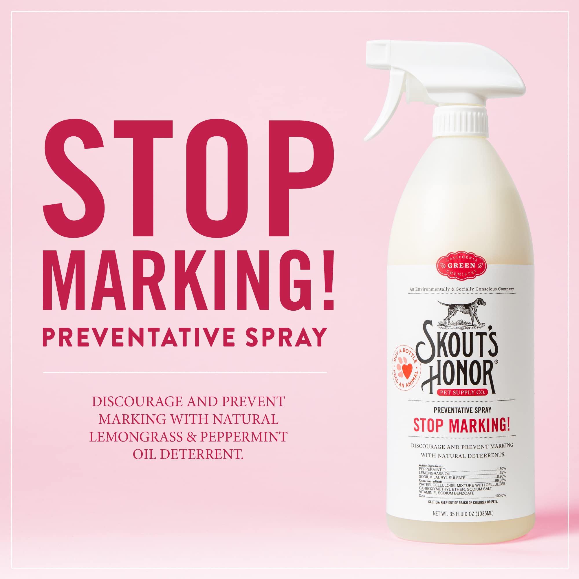 SKOUT'S HONOR Stop Marking! Preventative Spray for Dogs - Natural Lemongrass & Peppermint Oils - Eco-Friendly Training Aid, Alco