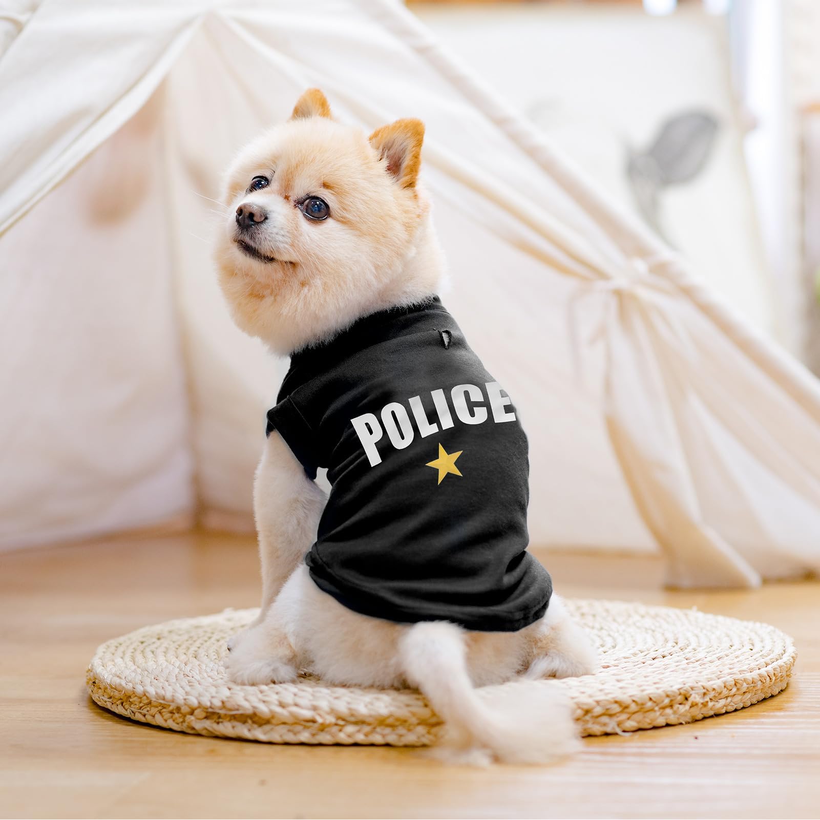 Bingpet Police Dog Shirts,Soft Cotton Puppy Tshirt,Breathable Lightweight Dog Costumes Tank Top Vest,Machine Washable Stretchy Dog Clothes For Small Medium Large Dogs Boy Girl