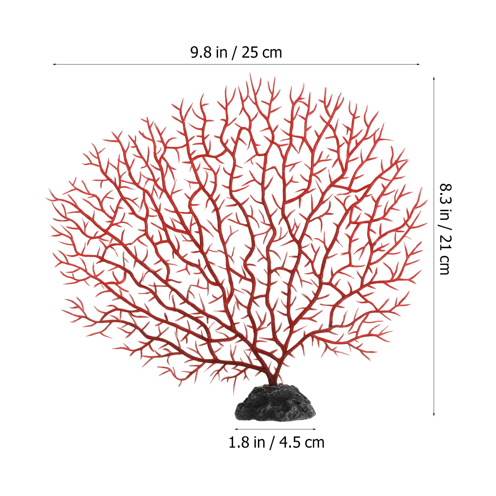 Balacoo 2Pcs Aquarium Sea Coral Ornament Plastic Artificial Red Sea Fan Coral Fish Tank Decoration Underwater Sea Plant Layout L