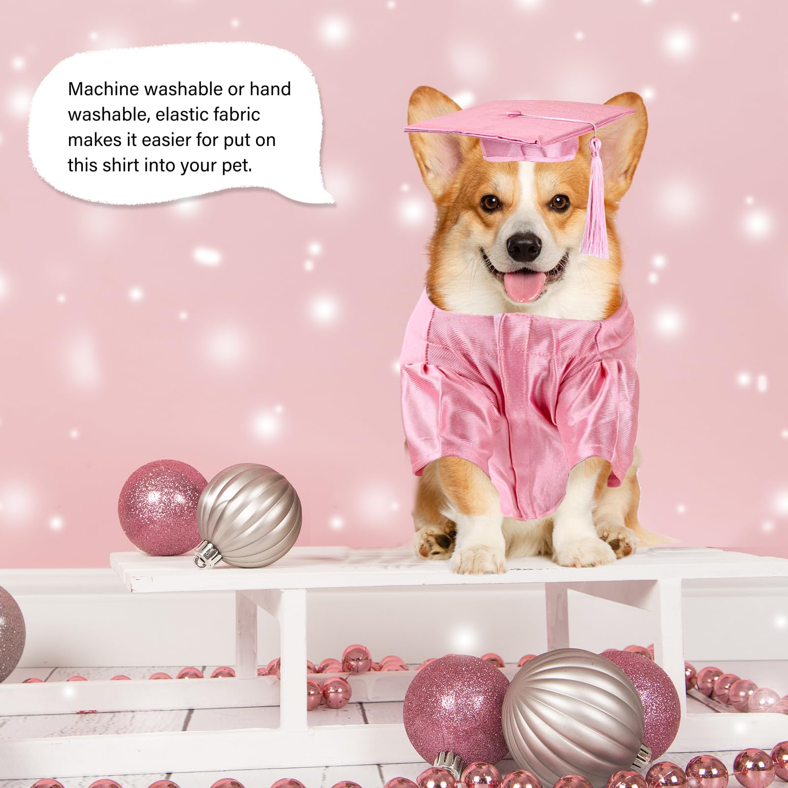 Dog Graduation Cap And Gown, Dogs Cats Graduation Holiday Halloween Costume Accessory(Pink,X-Large)