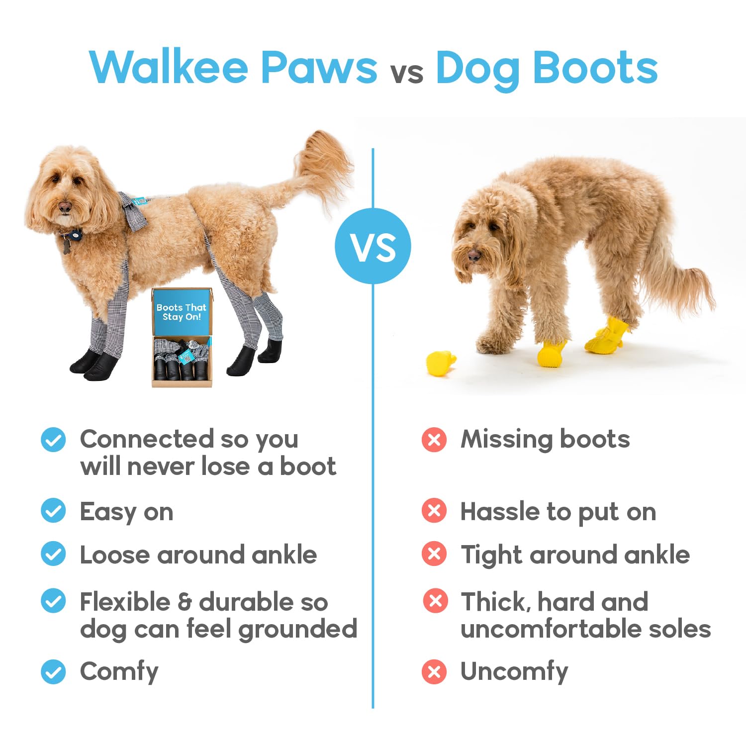 Walkee Paws Deluxe Easy-On, Dog Suspender Boot Leggings, Waterproof Booties For Small Dogs And Medium Sized Dogs, Protect Paws From Rain, Snow, Slush, And Snow Melt (Black, Xs Short)