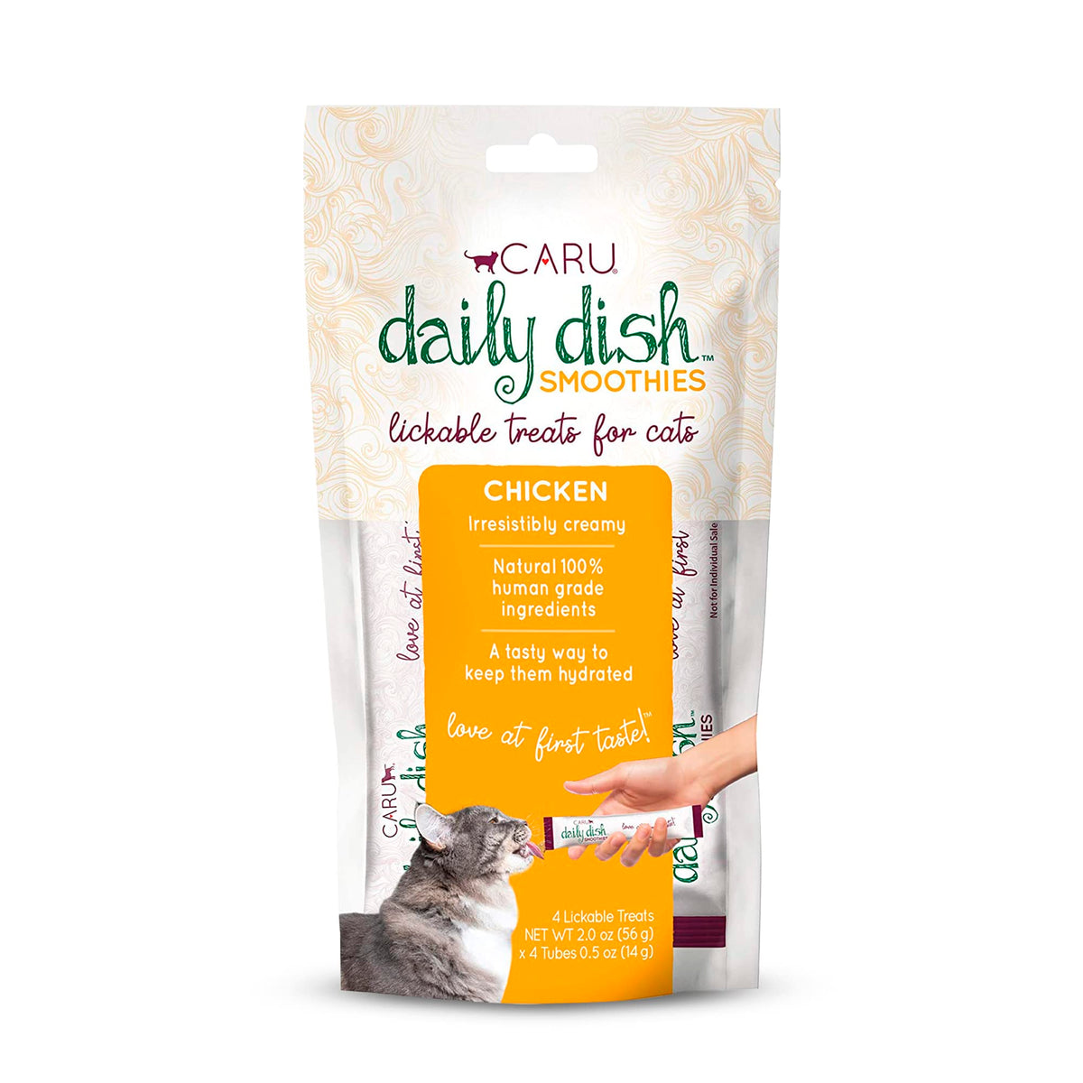 Caru - Daily Dish Smoothies - Lickable Chicken Cat Treat - 4 Pack, 5Oz Tubes