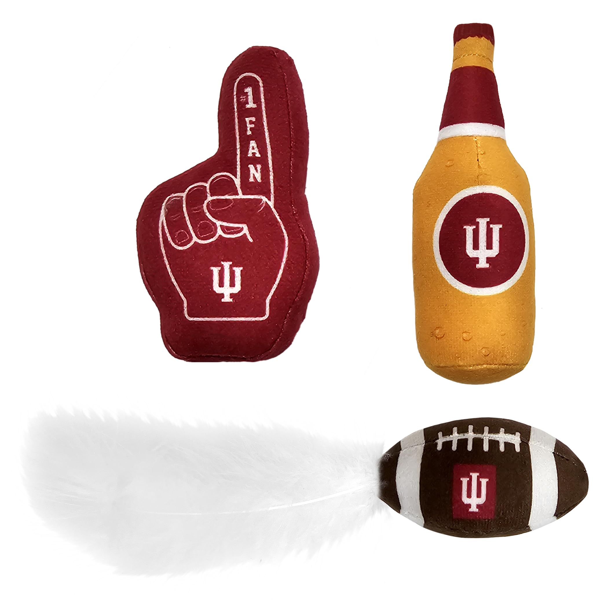 Best Plush Cat Toy Ncaa Indiana Hoosiers Complete Set Of 3 Piece Cat Toys Filled With Fresh Catnip. Includes: 1 Helmet Cat Toy,