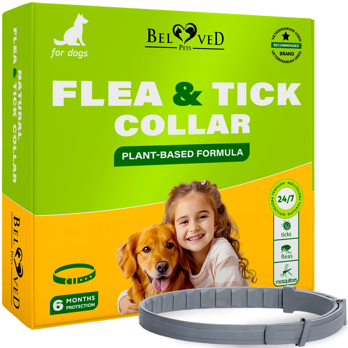 Natural Flea & Tick Collar For Dogs - 6 Months Control Of Best Prevention & Safe Treatment - Anti Fleas And Ticks Essential Oil 