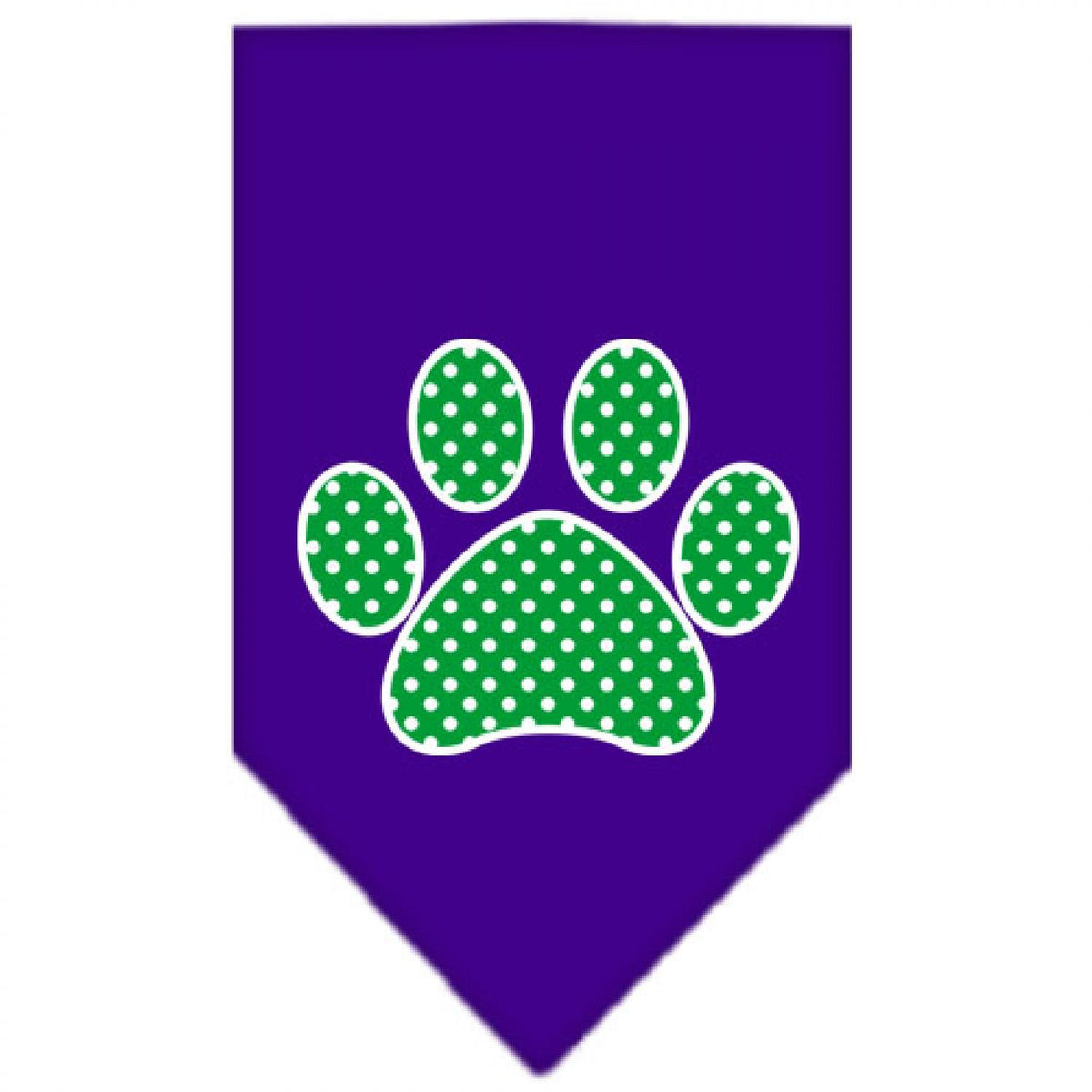 Pet and Dog Bandana Screen Printed, &quot;Green Swiss Dot Paw&quot; Purple Small