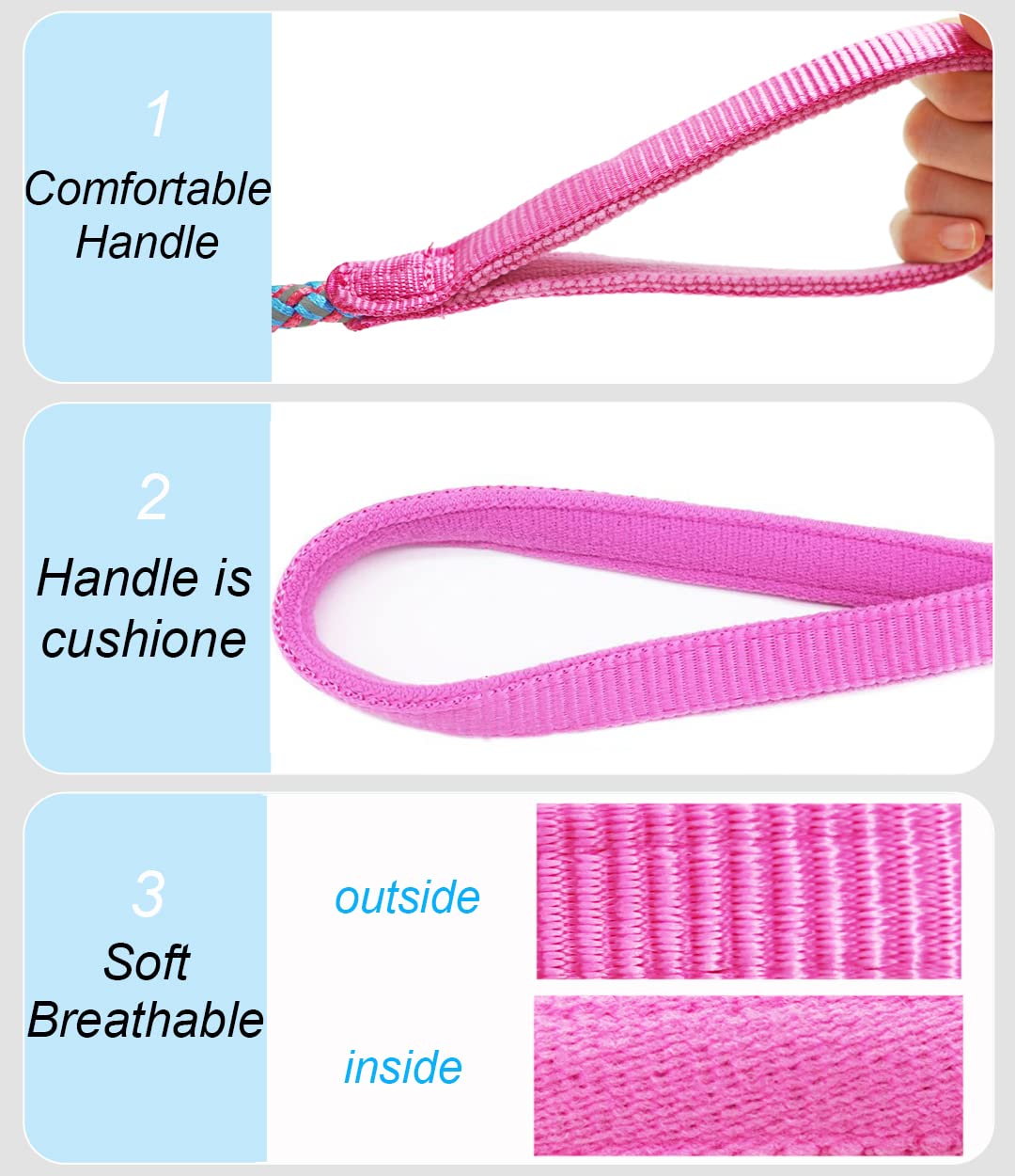 Mycicy Reflective Dog Leash, 2/3/4/6/10ft Braided Nylon Rope with Soft Handle for Night Walking, Comfort Grip Leash for Small Me